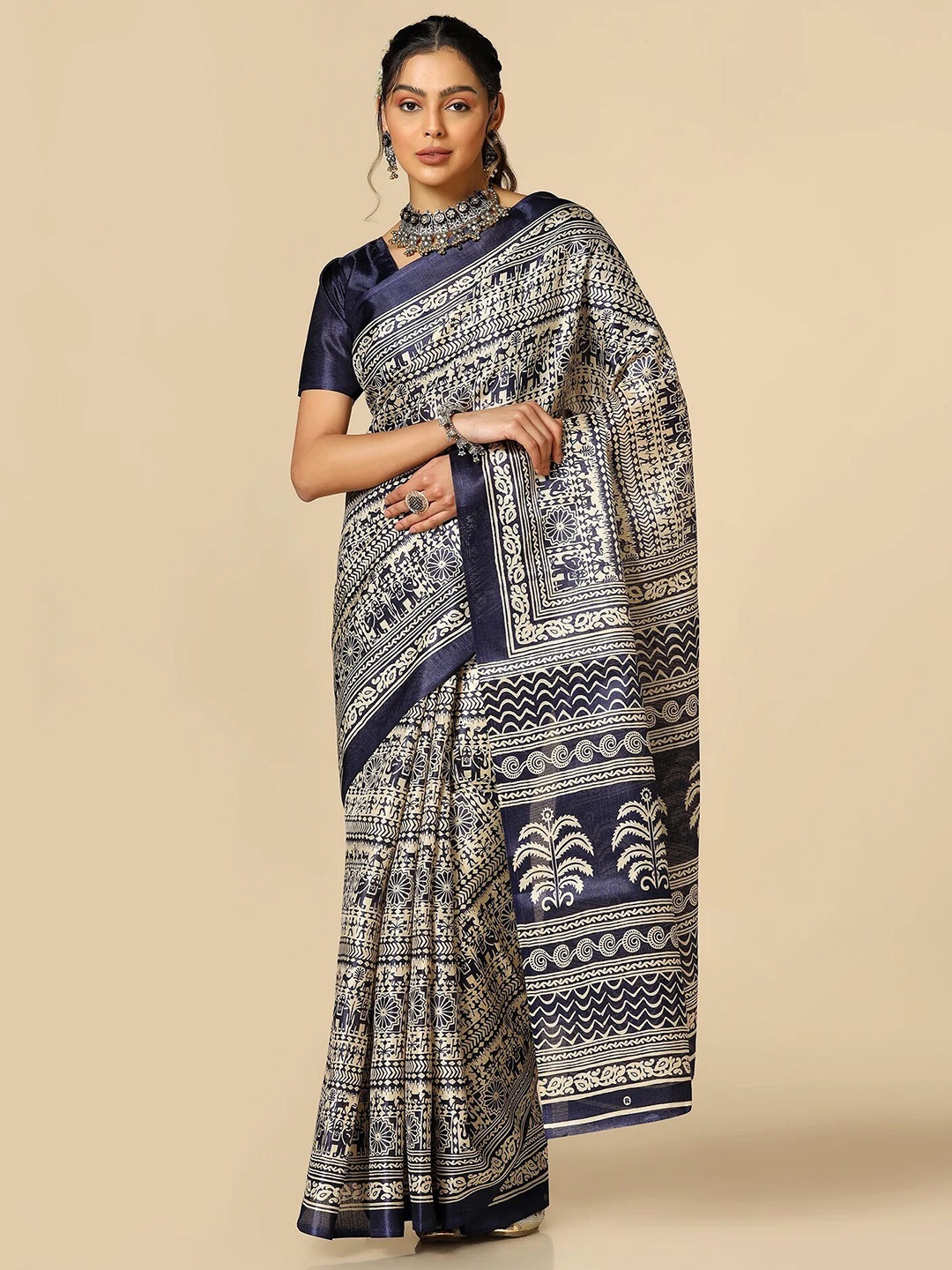 

XO LOVE Ethnic Motifs Bhagalpuri Saree, Blue