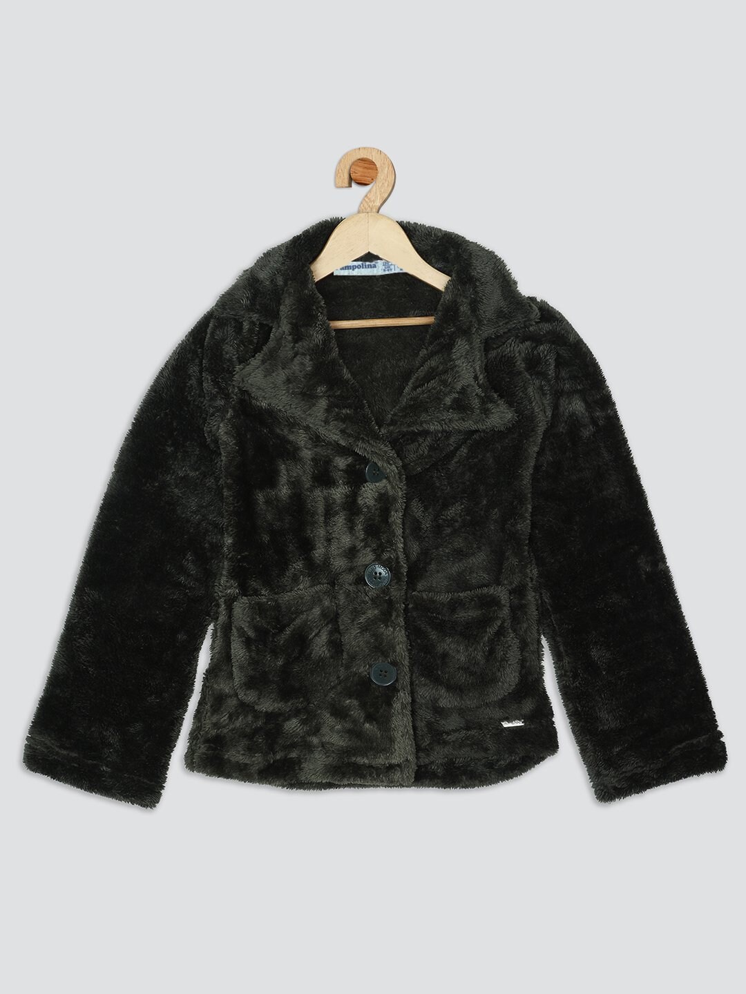 

PAMPOLINA Girls Fleece Open Front Jacket, Olive