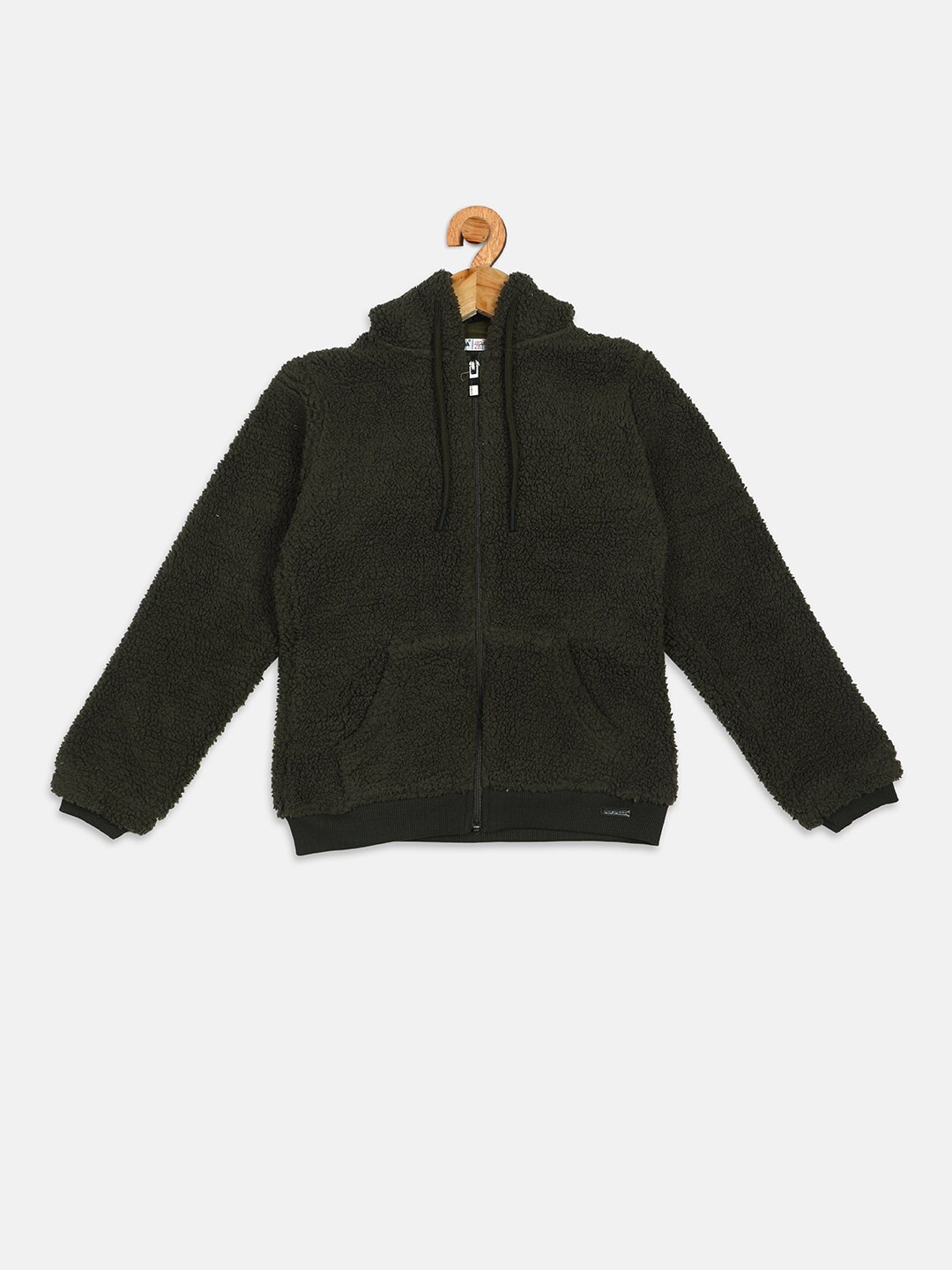 

PAMPOLINA Girls Fleece Hooded Front-Open Sweatshirt, Olive