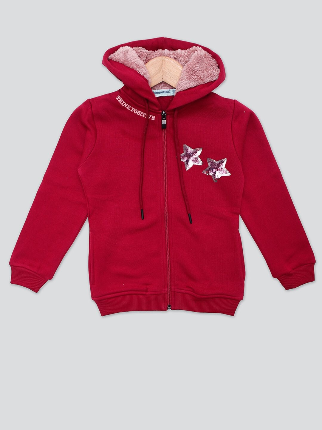 

PAMPOLINA Girls Hooded Front Open Sweatshirt, Maroon