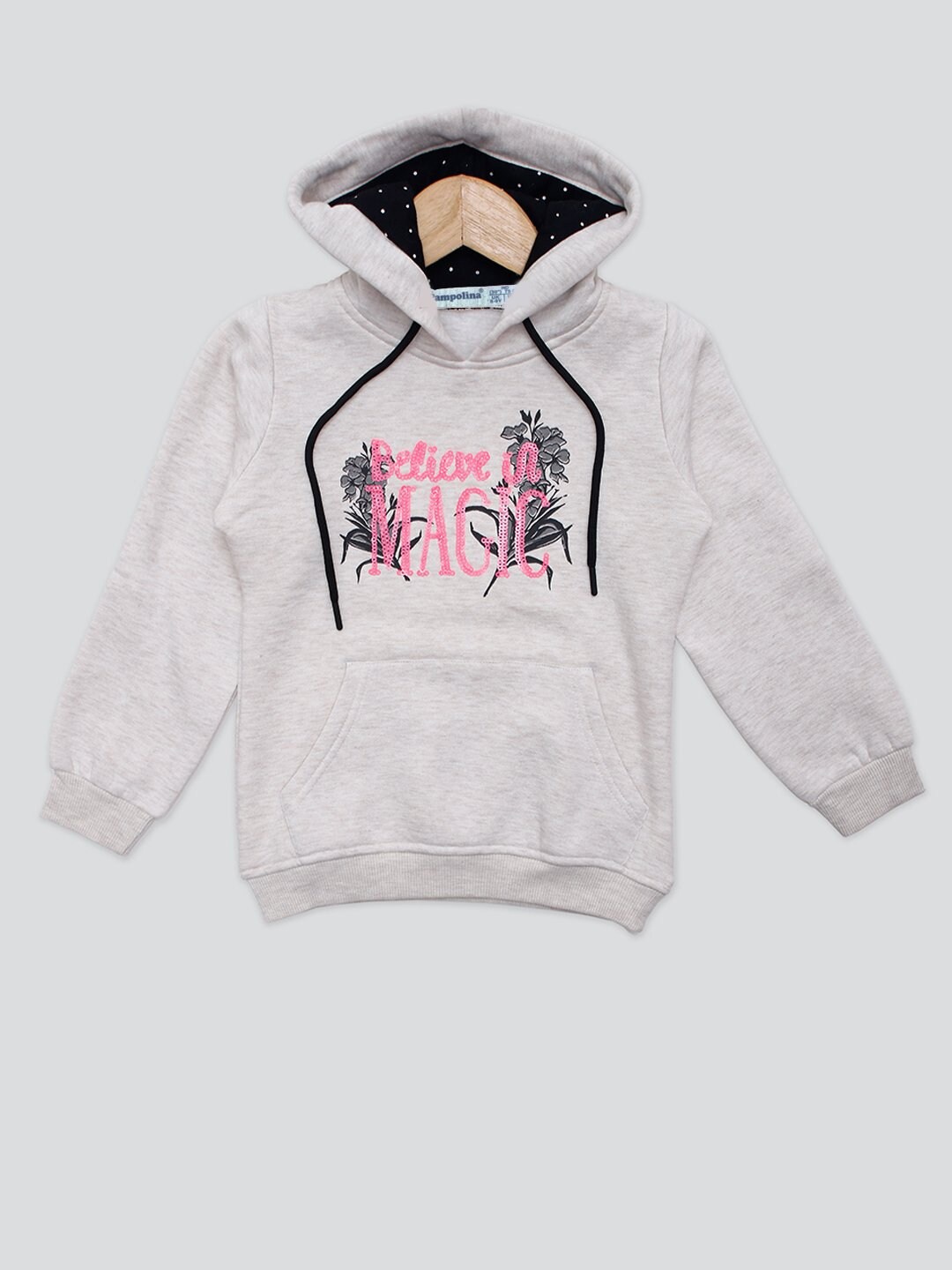 

PAMPOLINA Girls Floral Printed Hooded Fleece Pullover Sweatshirt, White