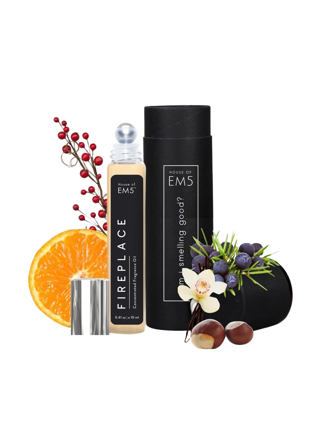 

EM5 Fireplace Unisex Alcohol Free Perfume Roll On - Woody Vanilla Balsamic - 10ML, Transparent