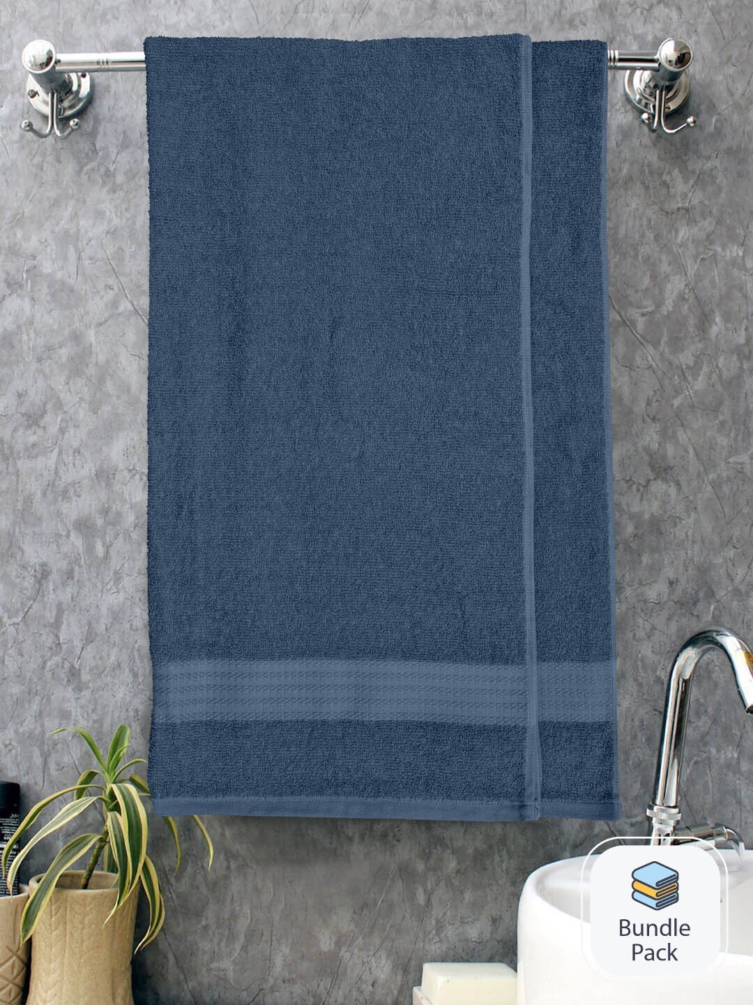 

Home Fresh Blue 2-Pieces Pure Cotton Bath Towels