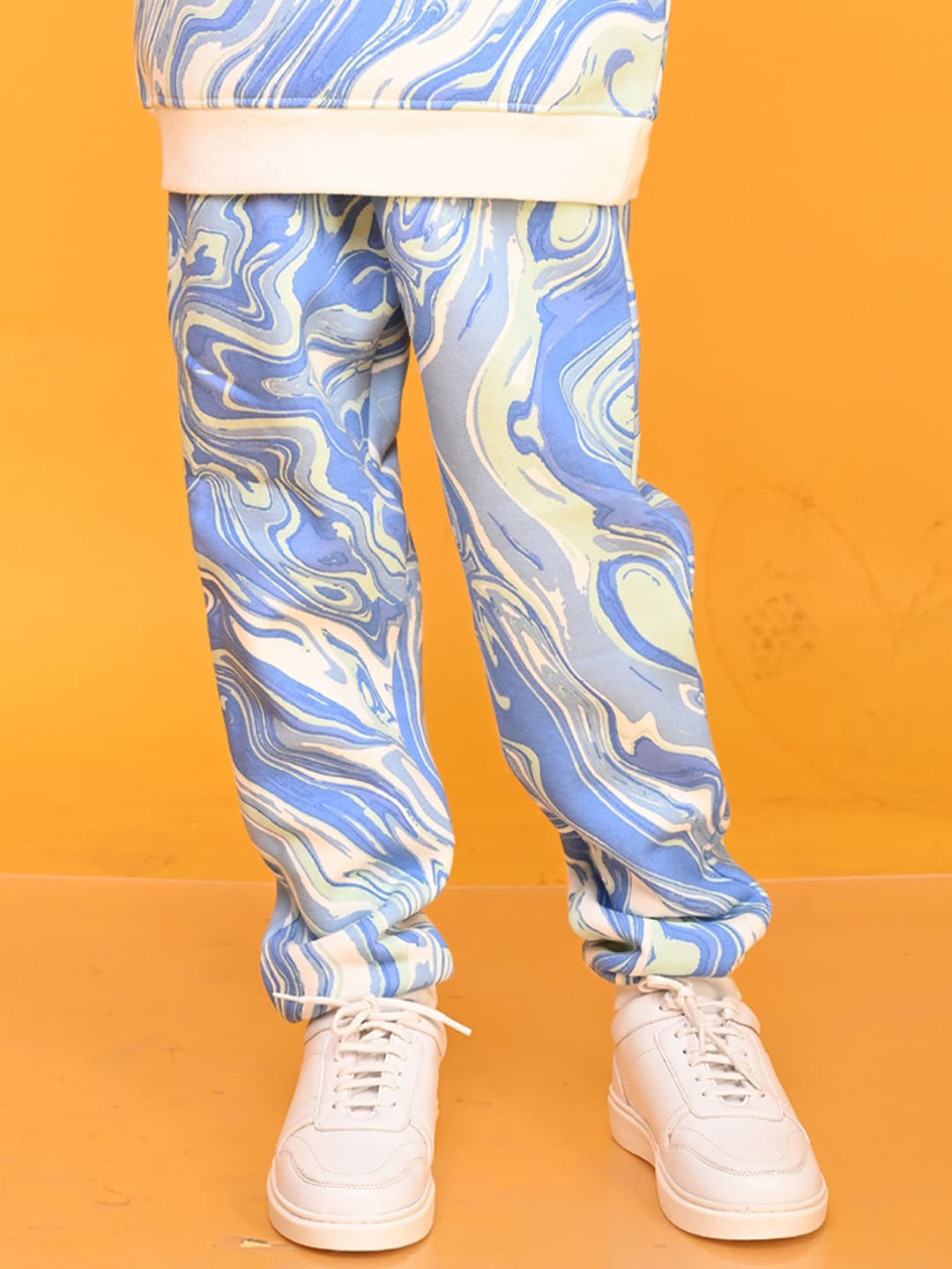 

Anthrilo Boys Printed Relaxed High-Rise Fleece Joggers, Blue