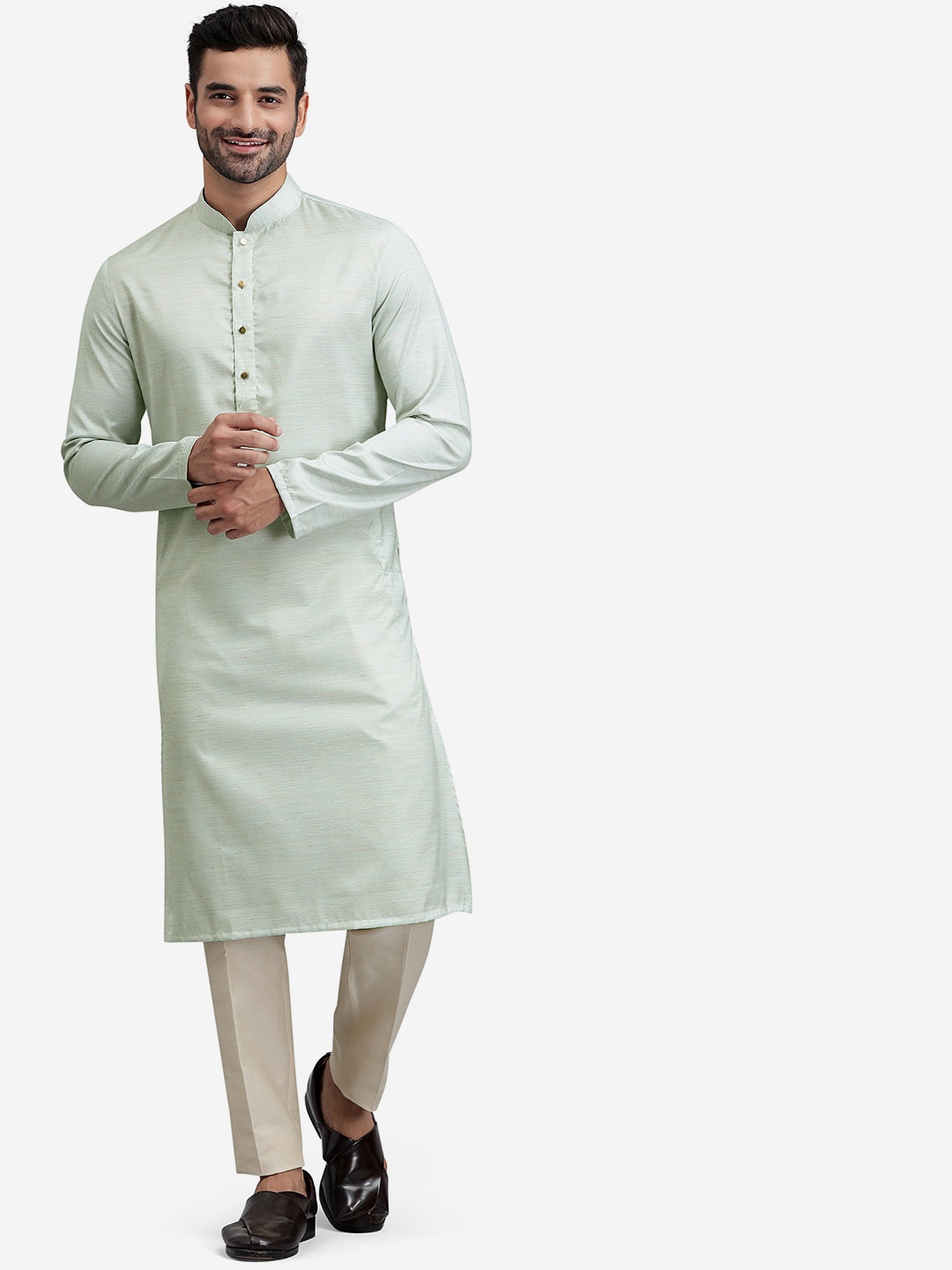 

THE KURTA COMPANY Mandarin Collar Kurta, Green