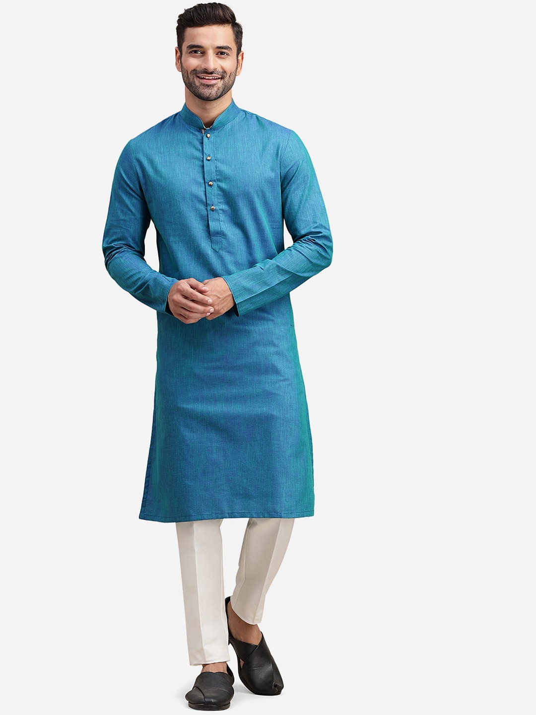 

THE KURTA COMPANY Mandarin Collar Straight Kurta, Green