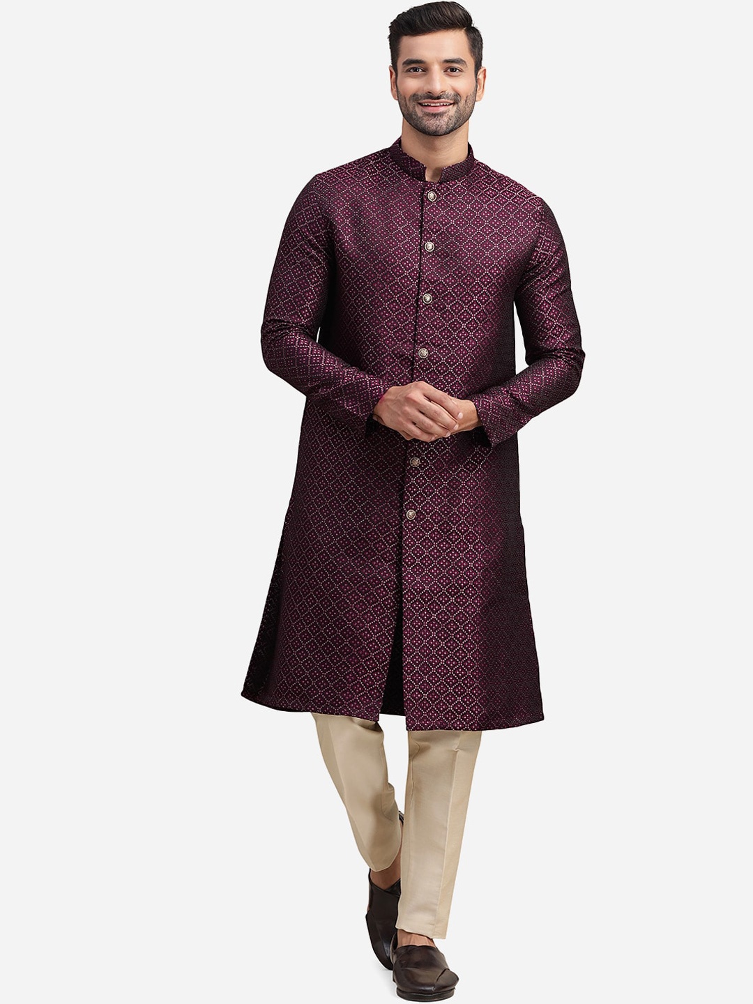 

THE KURTA COMPANY Woven Design Regular Kurta, Maroon