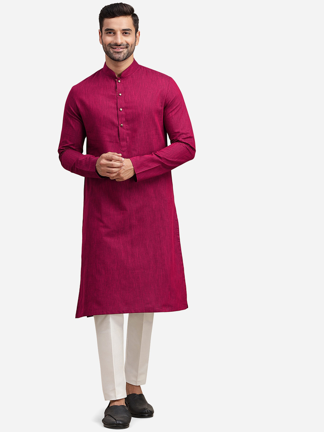 

THE KURTA COMPANY Mandarin Straight Kurta, Pink