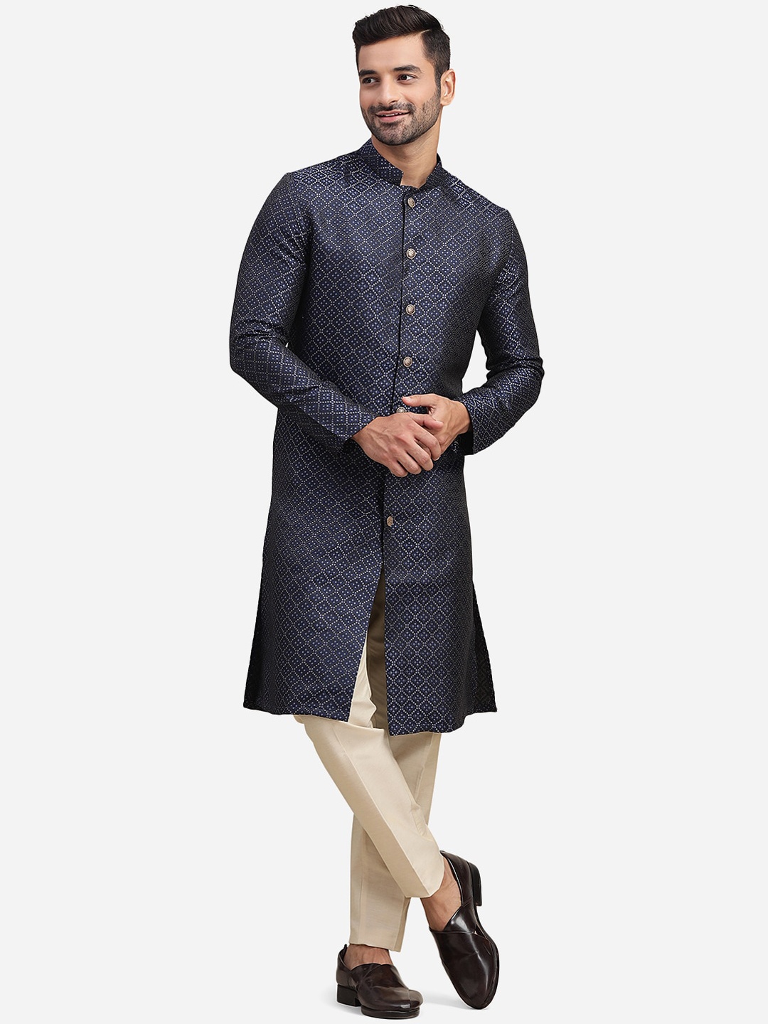 

THE KURTA COMPANY Woven Design Regular Kurta, Navy blue