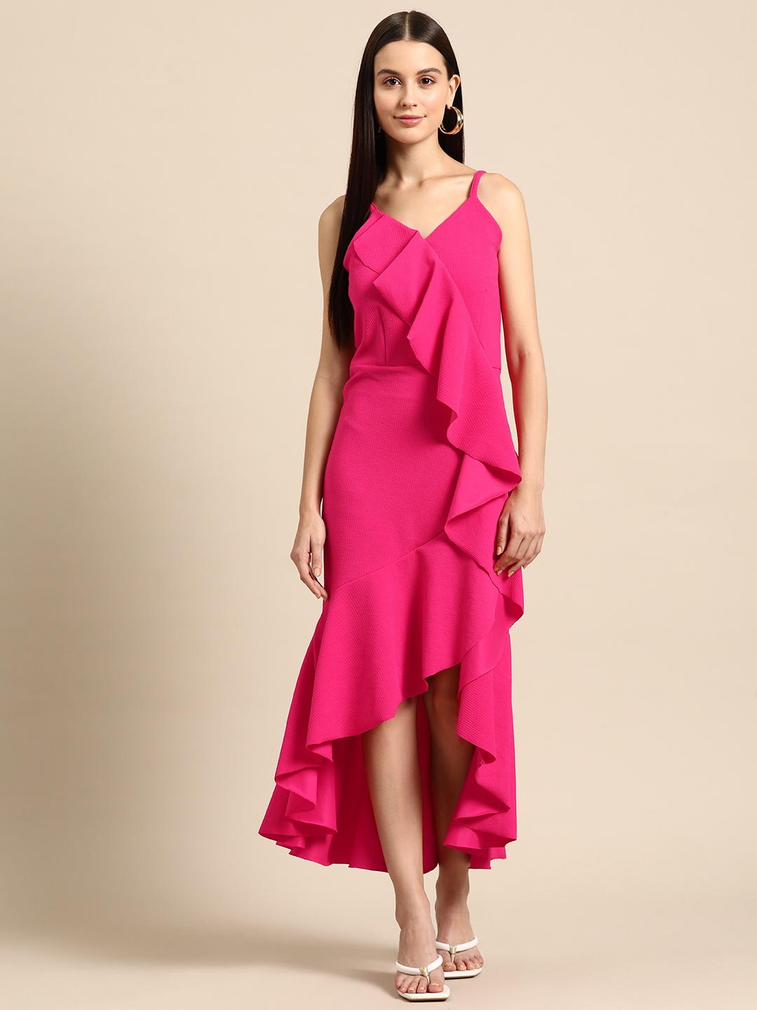 

DODO & MOA Ruffled Bodycon Maxi Dress, Pink