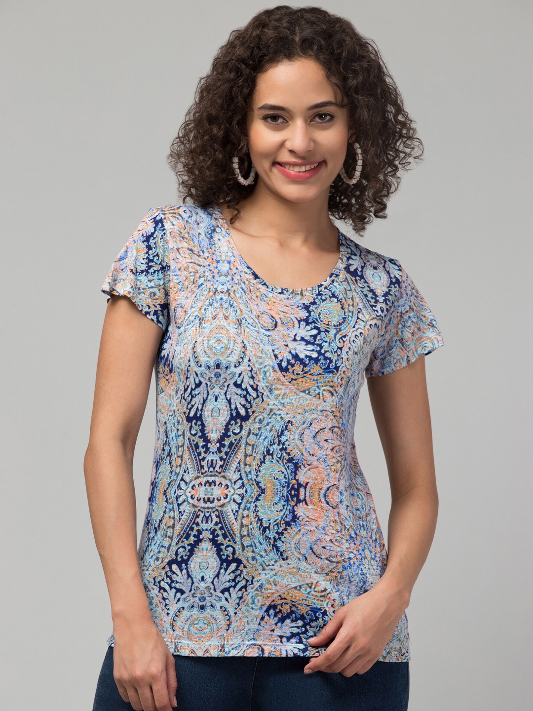 

Hive91 Floral Printed T-shirt, Blue