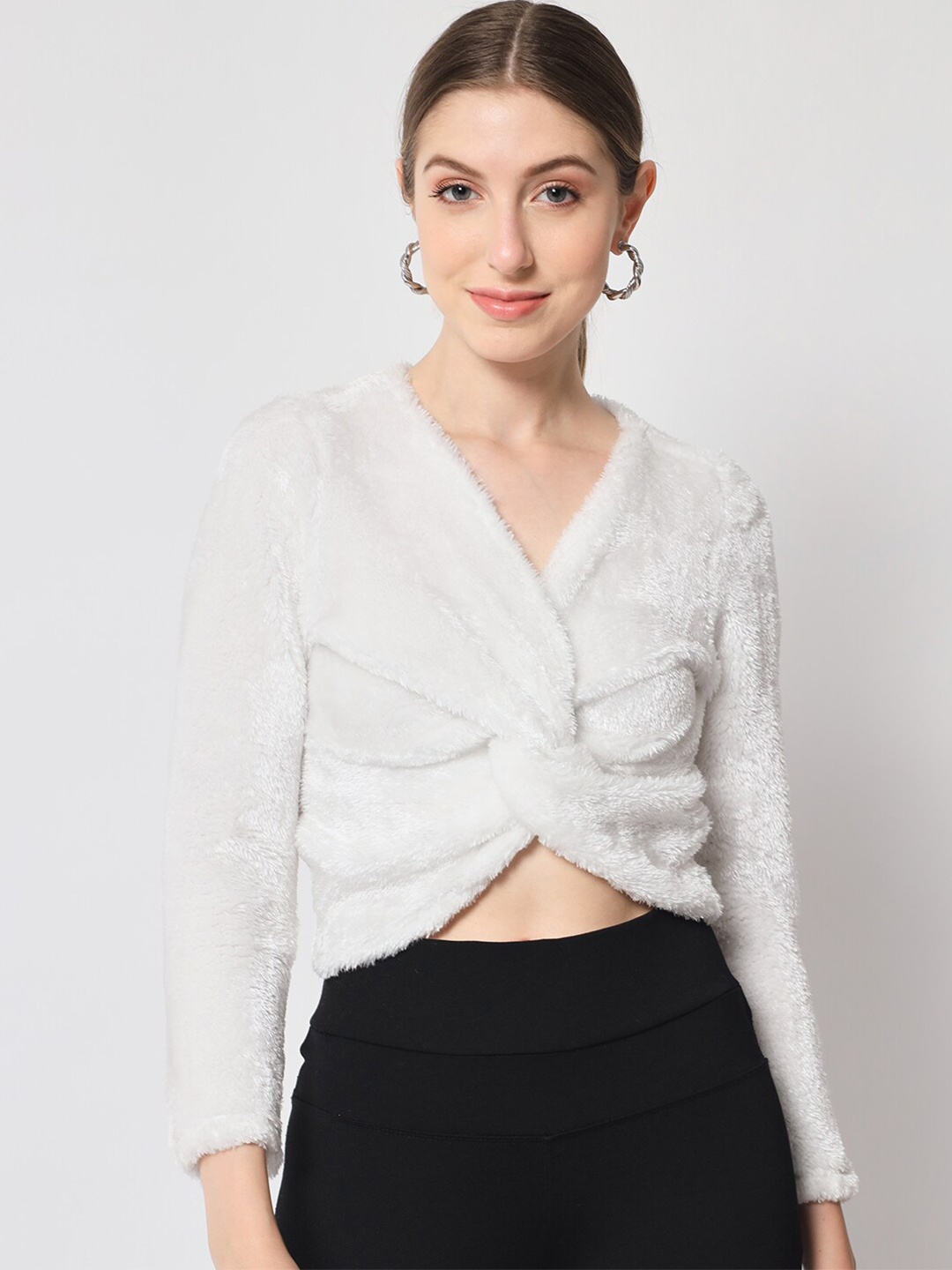 

Chemistry V-Neck Twisted Crop Top, White