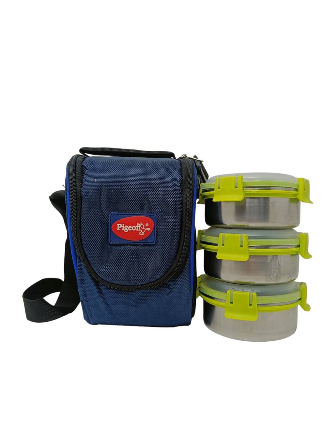 

Pigeon 3 Pcs Green Stainless Steel Lunch Boxes With Lunch Bag - 400 ML Each