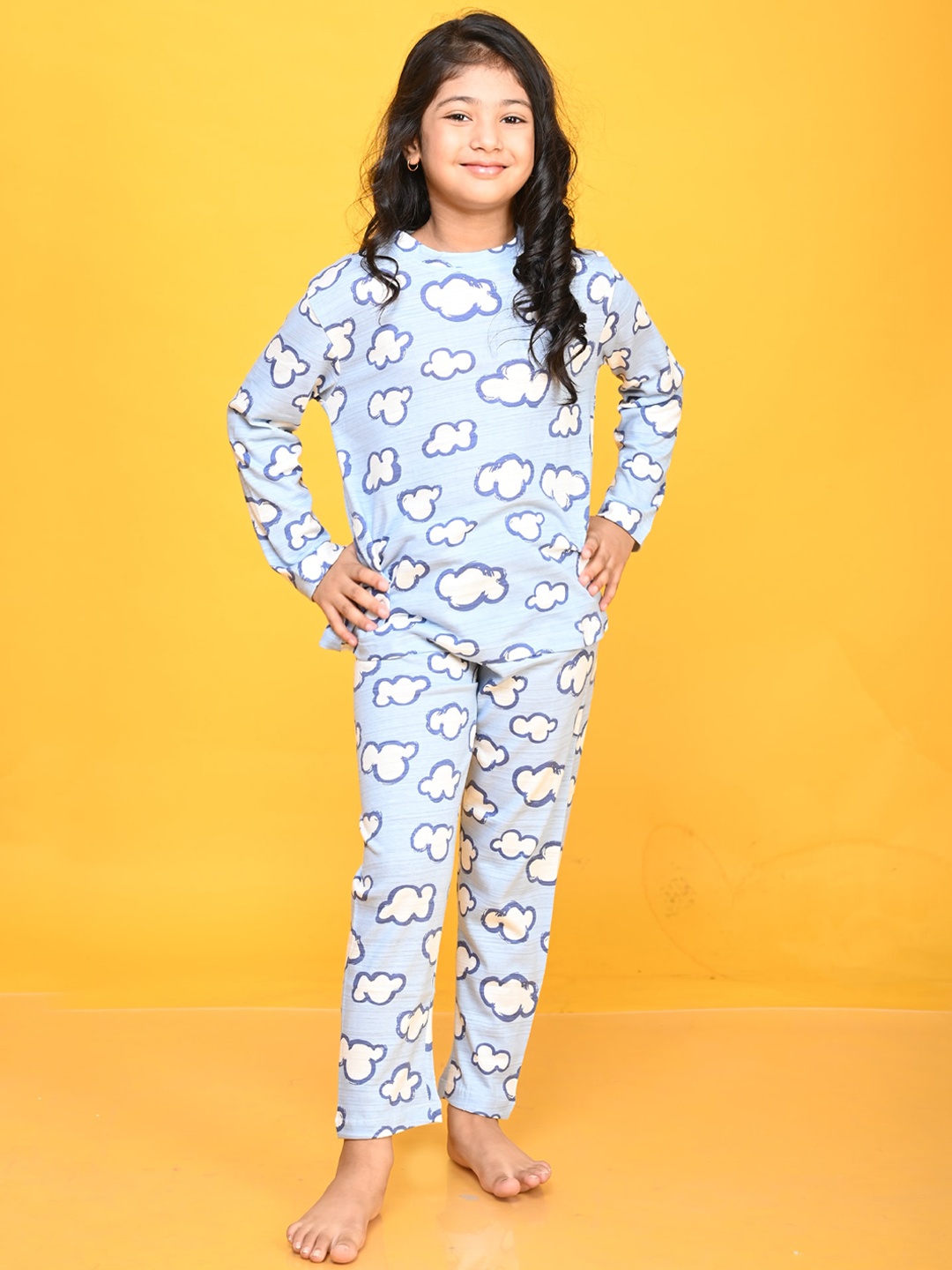 

Anthrilo Girls Conversational Printed Night Suit, Blue