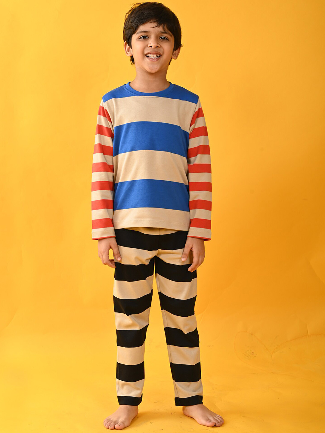 

Anthrilo Boys Striped Night Suit, Blue