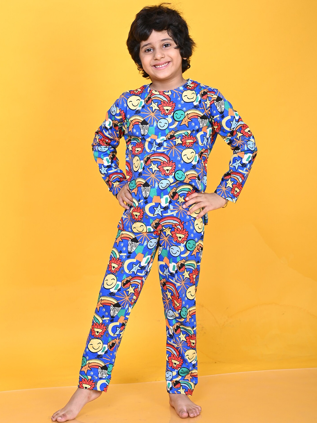 

Anthrilo Boys Graphic Printed Night Suit, Blue