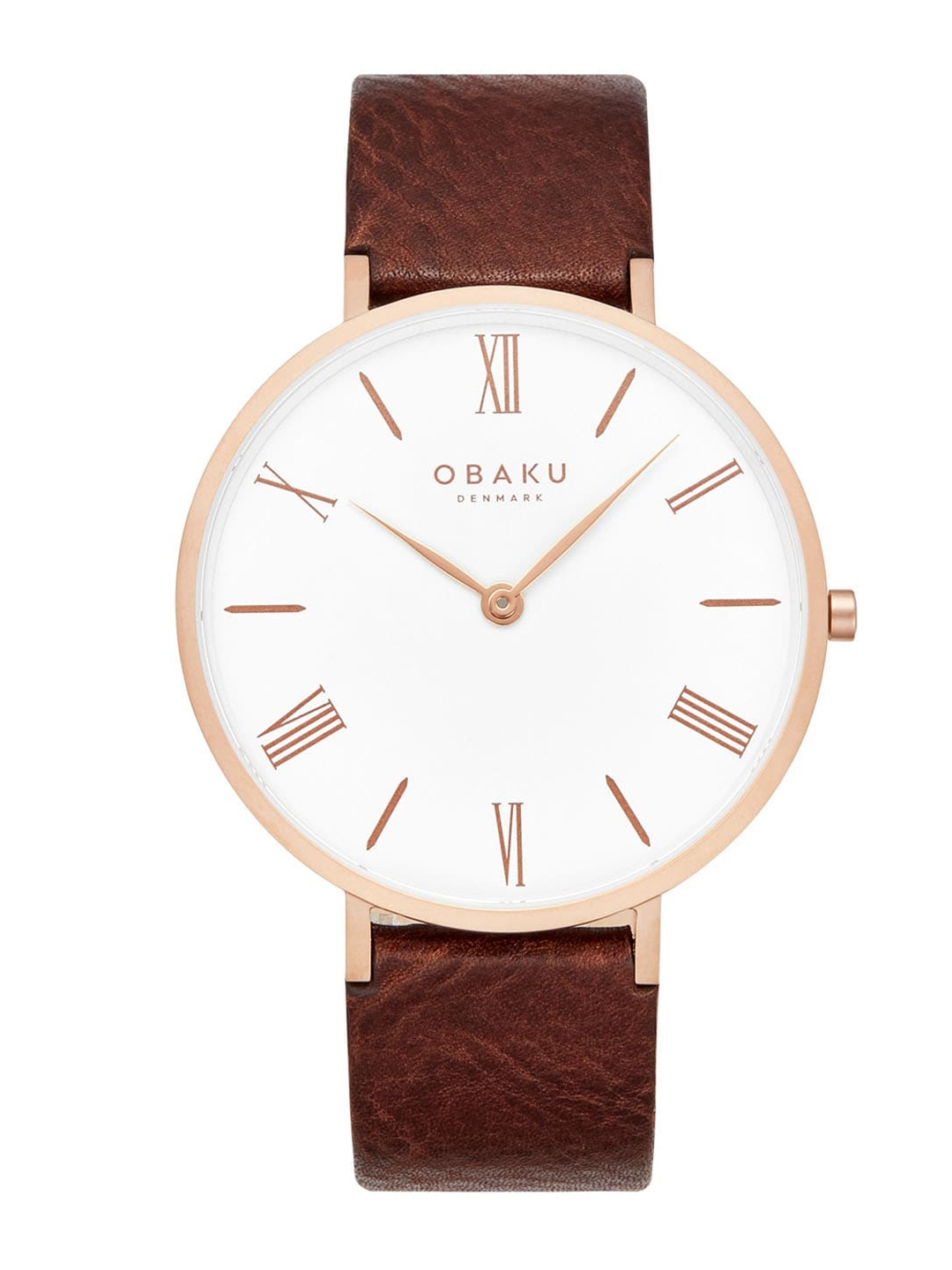

Obaku Men Leather Straps Analogue Watch-V283GXVWRN, Silver