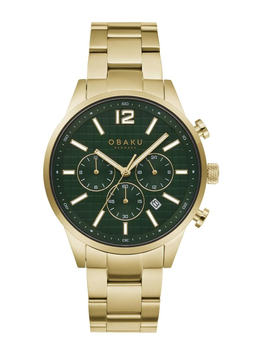 

Obaku Men Stainless Steel Bracelet Style Straps Analogue Chronograph Watch V205GUGESG1, Green