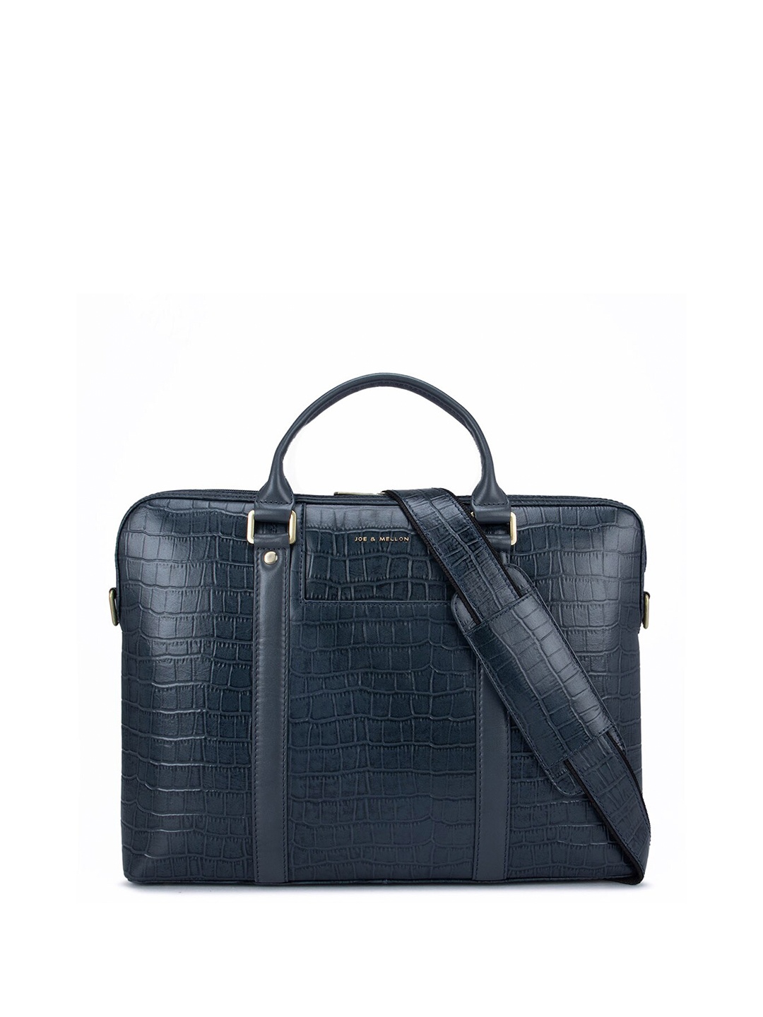 

Joe & Mellon Unisex Checked Leather Laptop Bag Up to 14 inch, Blue