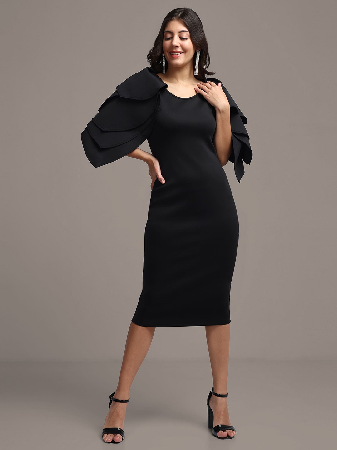 

iki chic Cape Sleeves Sheath Dress, Black