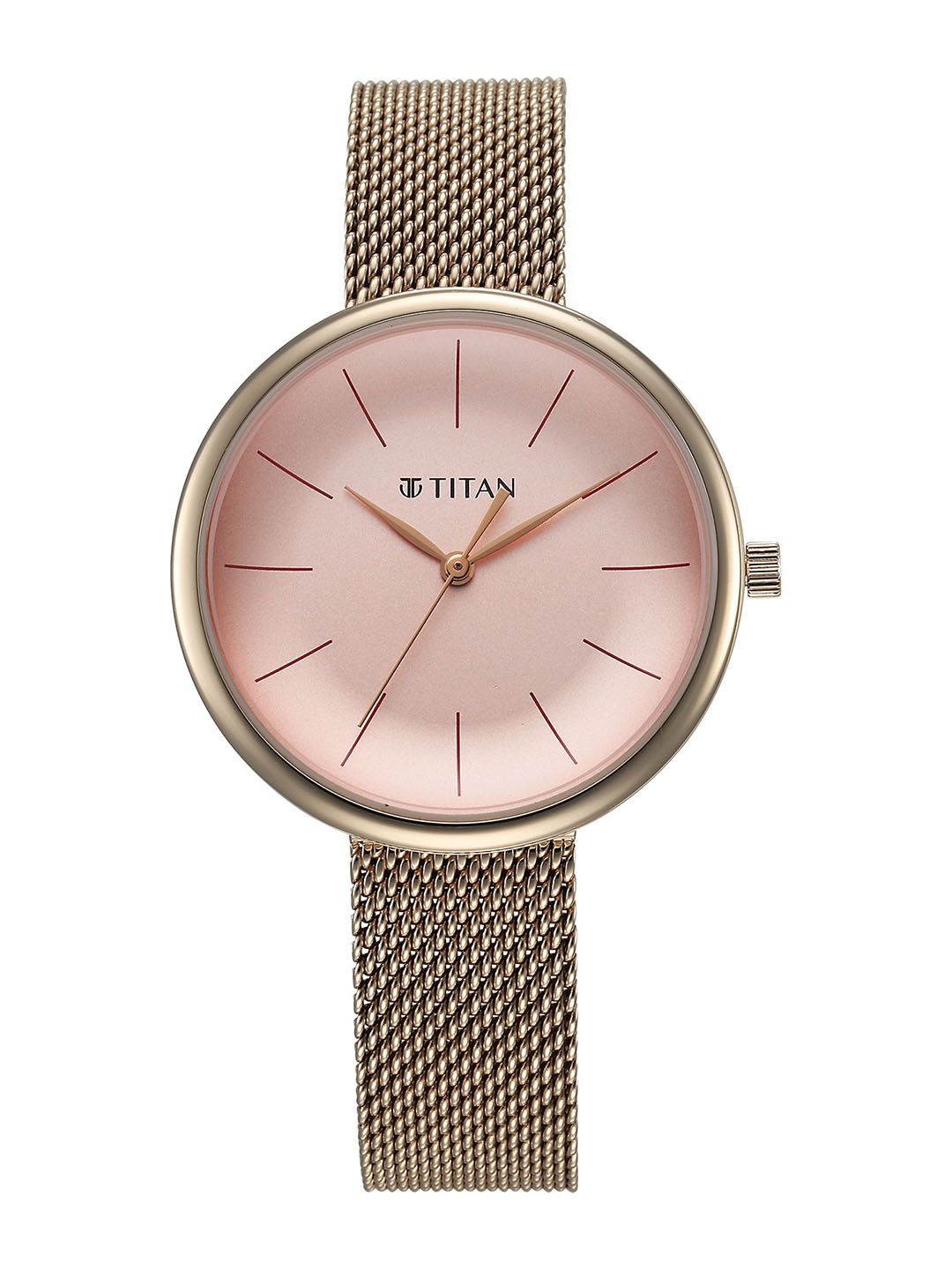 

Titan Women Stainless Steel Bracelet Style Straps Analogue Watch 95182WM01, Rose gold