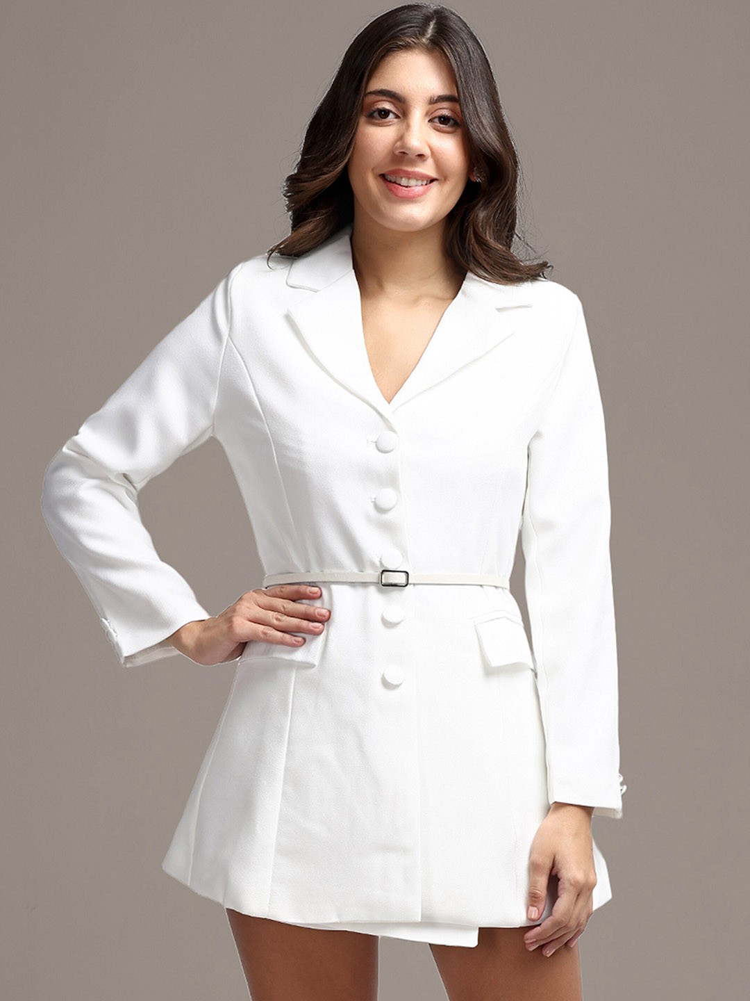

iki chic Pure Cotton Double Breasted Blazer With Skorts, White