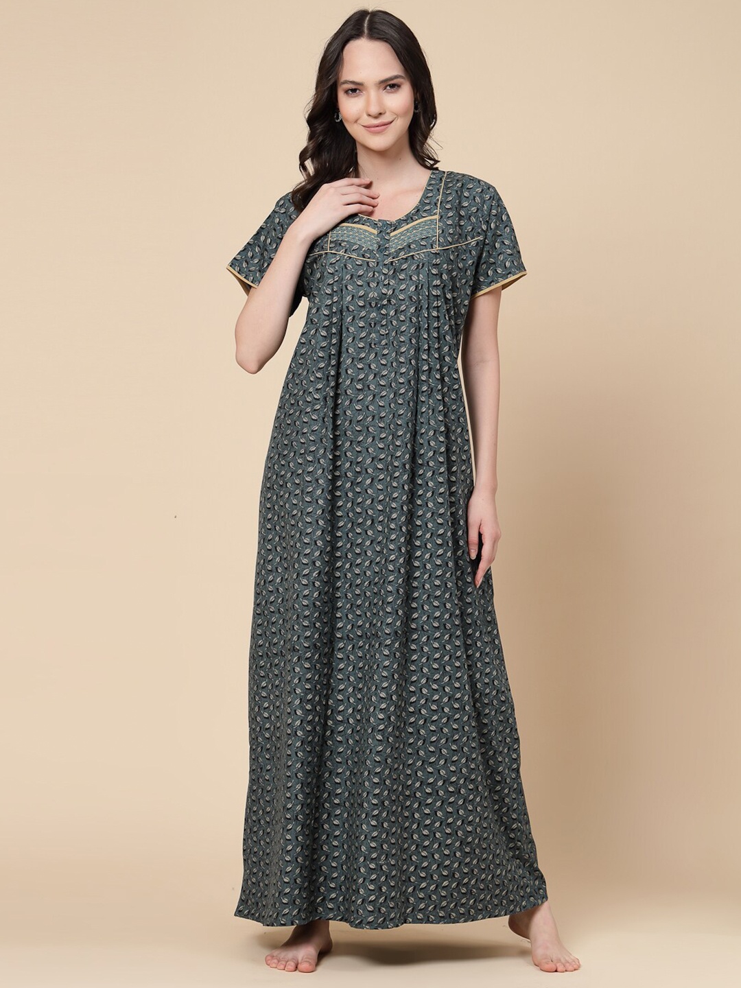 

Sweet Dreams Floral Printed Maxi Nightdress, Green