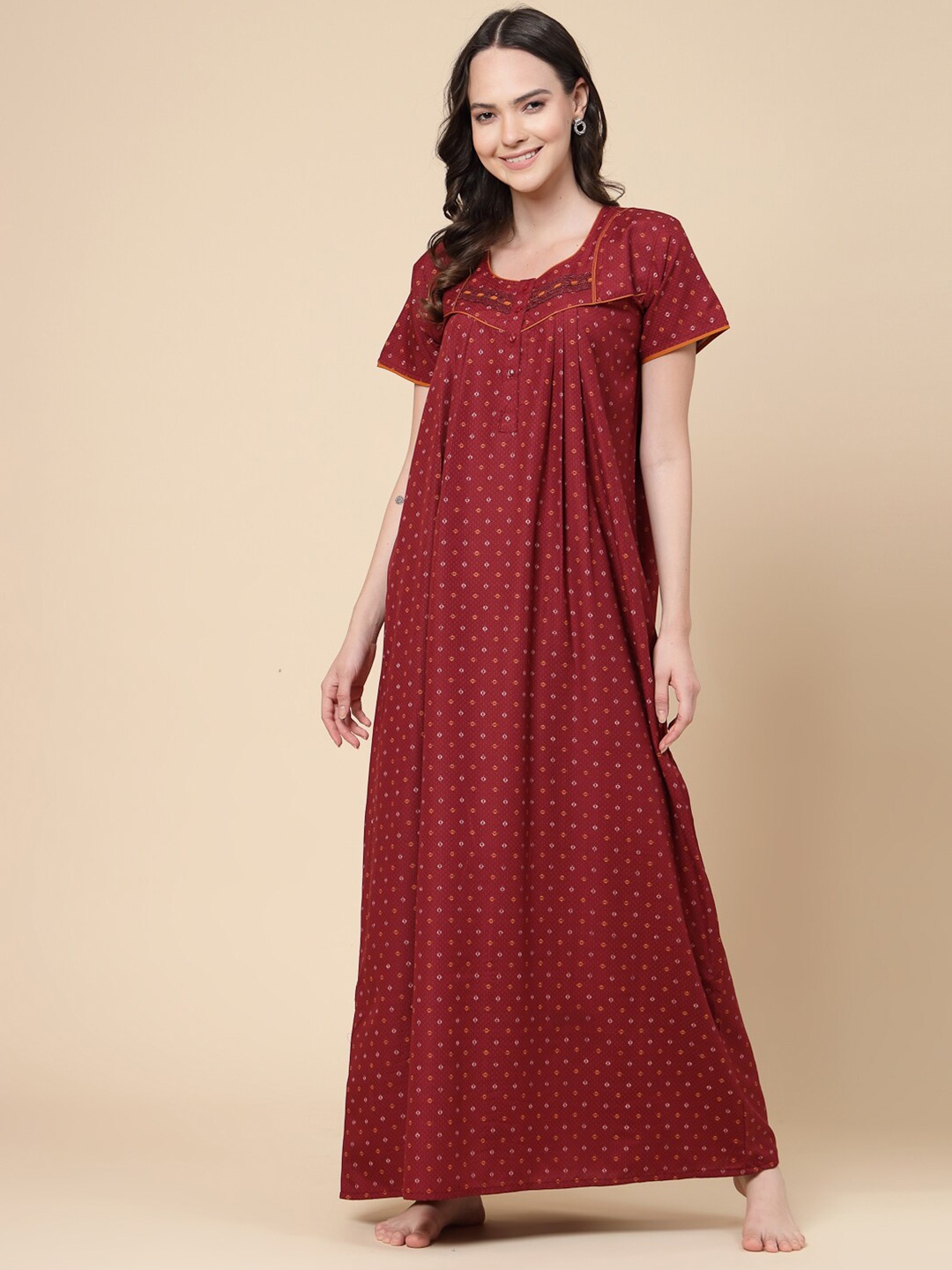 

Sweet Dreams Abstract Printed Maxi Nightdress, Maroon