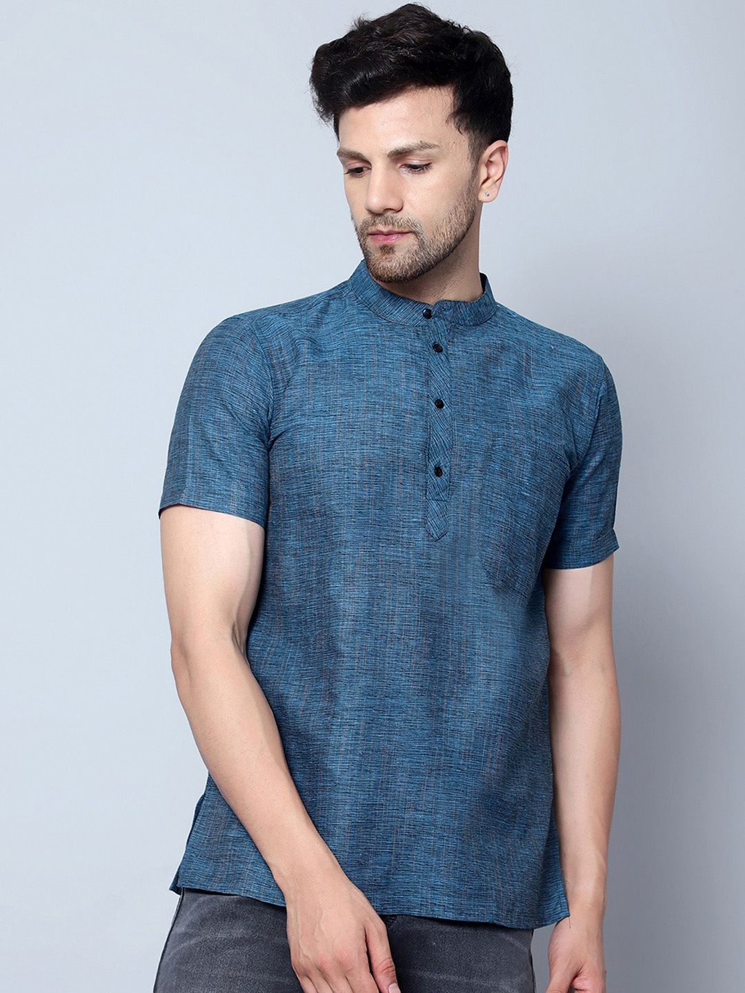 

Latest Chikan Garments Striped Woven Design Kurta, Turquoise blue