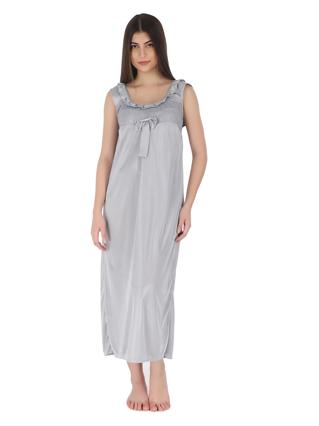 

Kastner Satin Sleeveless Maxi Nightdress With Robe, Grey
