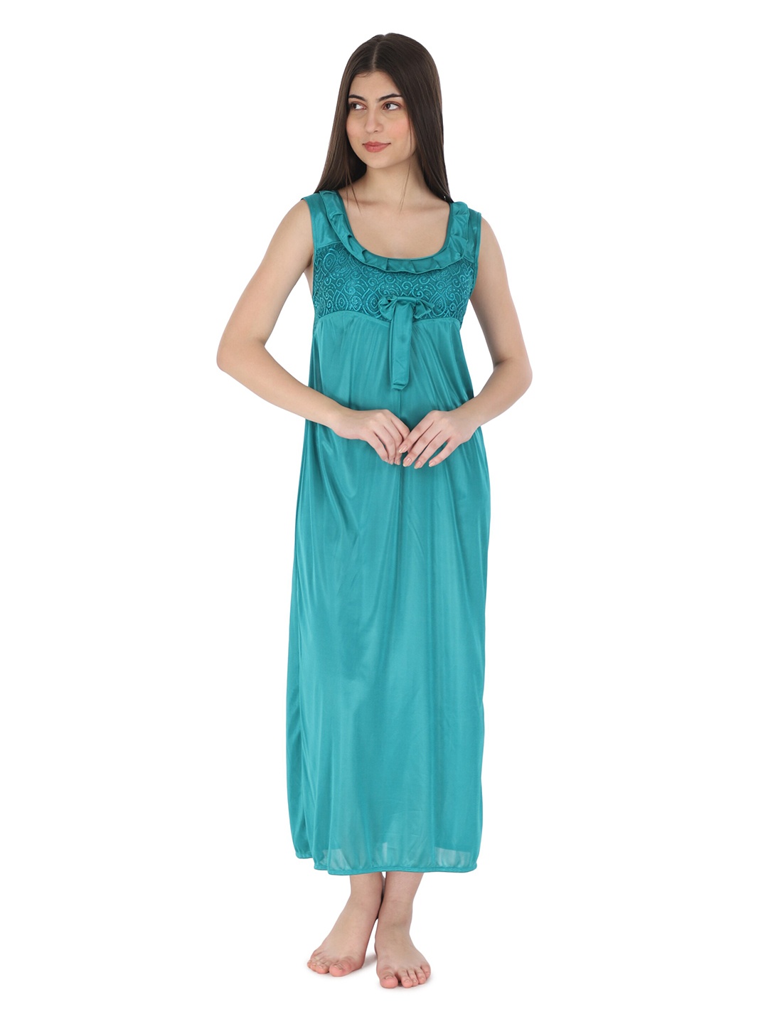 

Kastner Satin Maxi Nightdress With Robe, Green