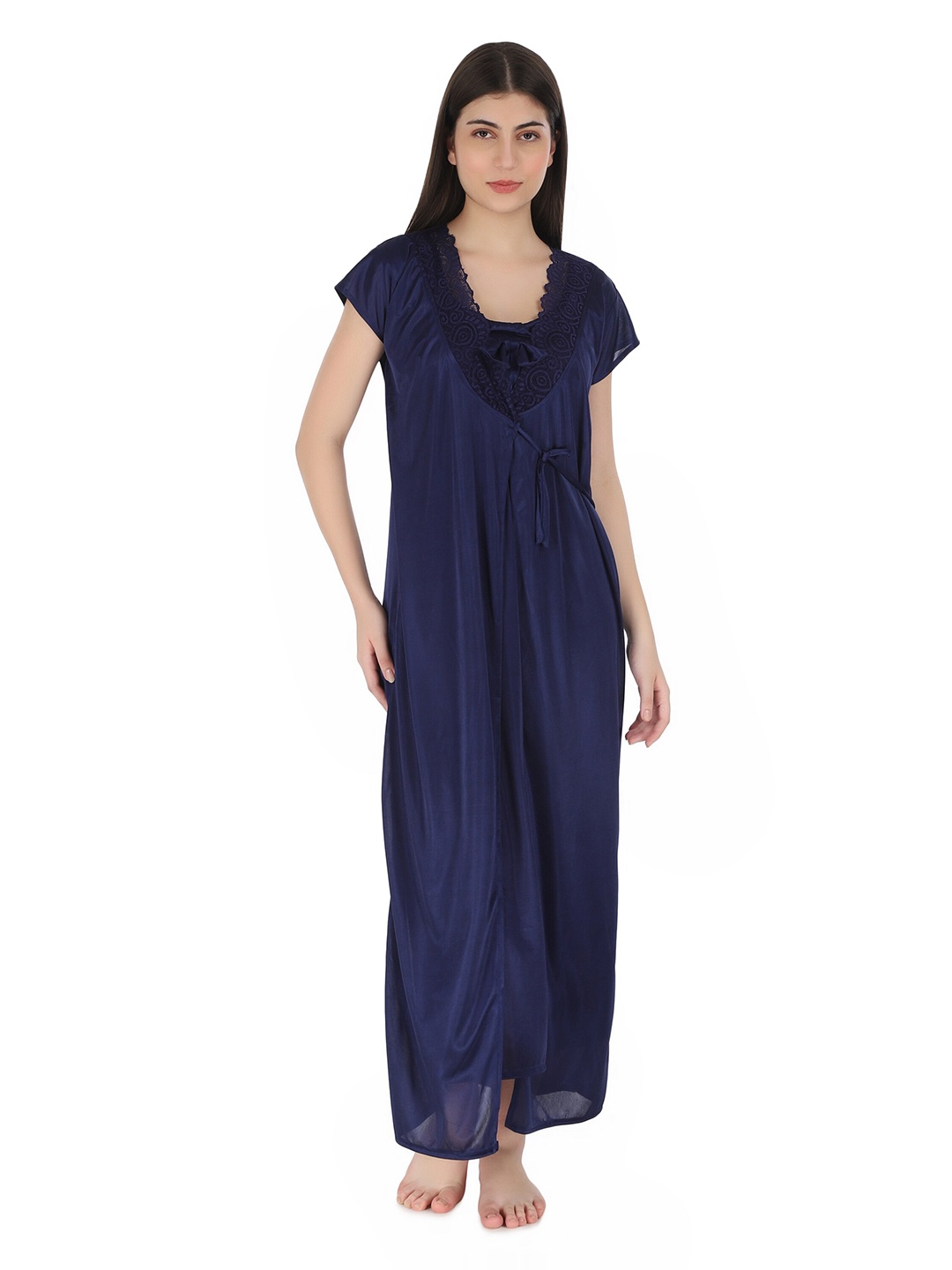 

Kastner Satin Maxi Nightdress With Robe, Blue
