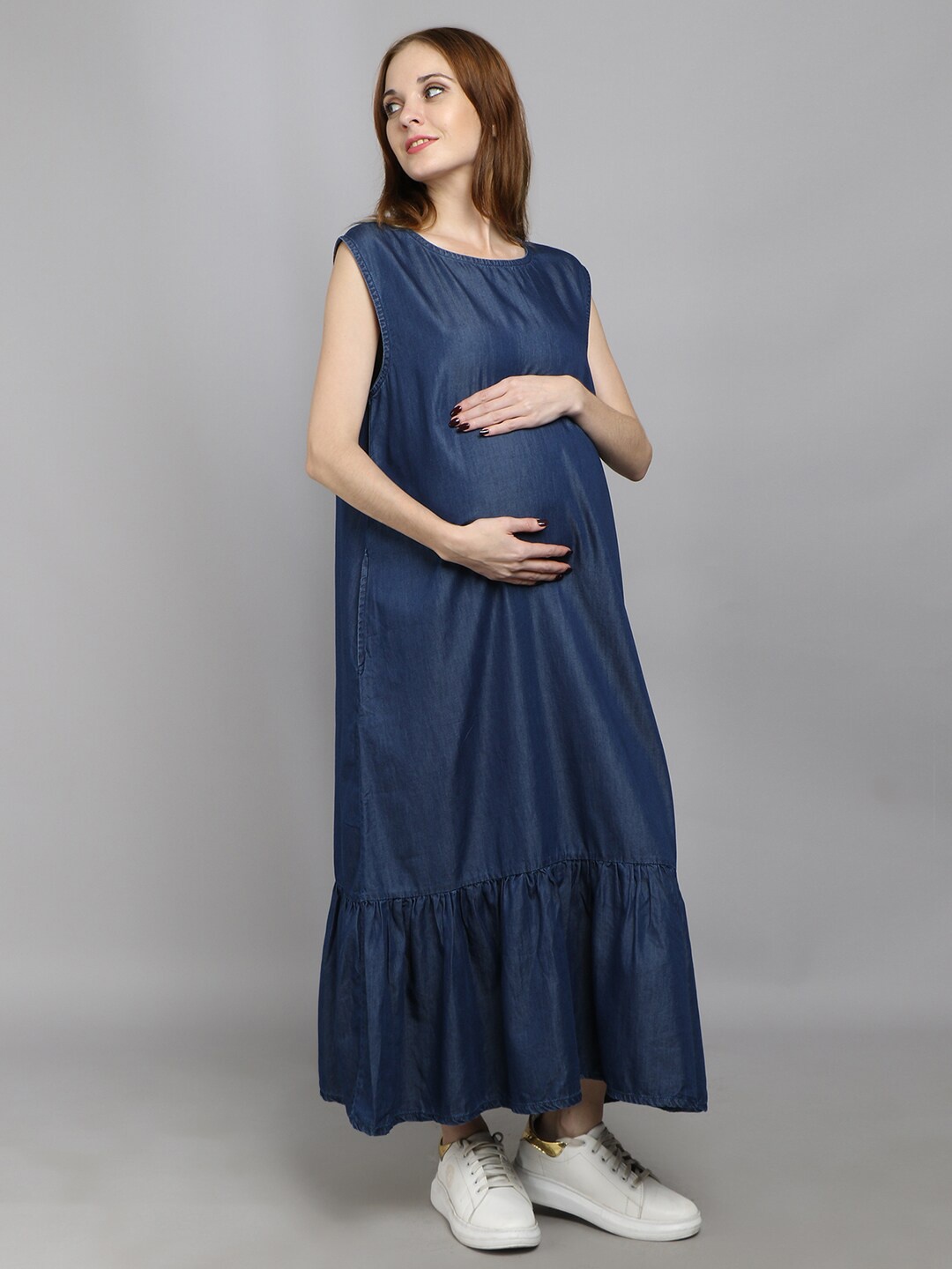 

VYN Maternity Denim Maxi Dress, Blue