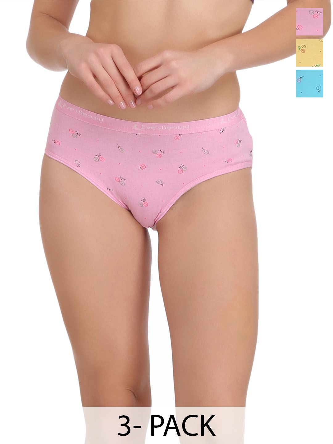 

Eve's Beauty Pack Of 3 Assorted Pure Cotton Hipster Briefs