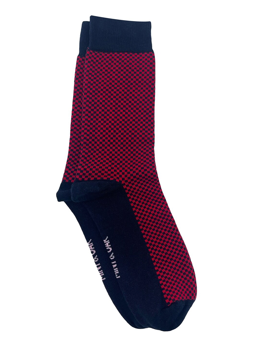 

Mint & Oak Men Checkered Anti-Odour Calf-Length Socks, Red
