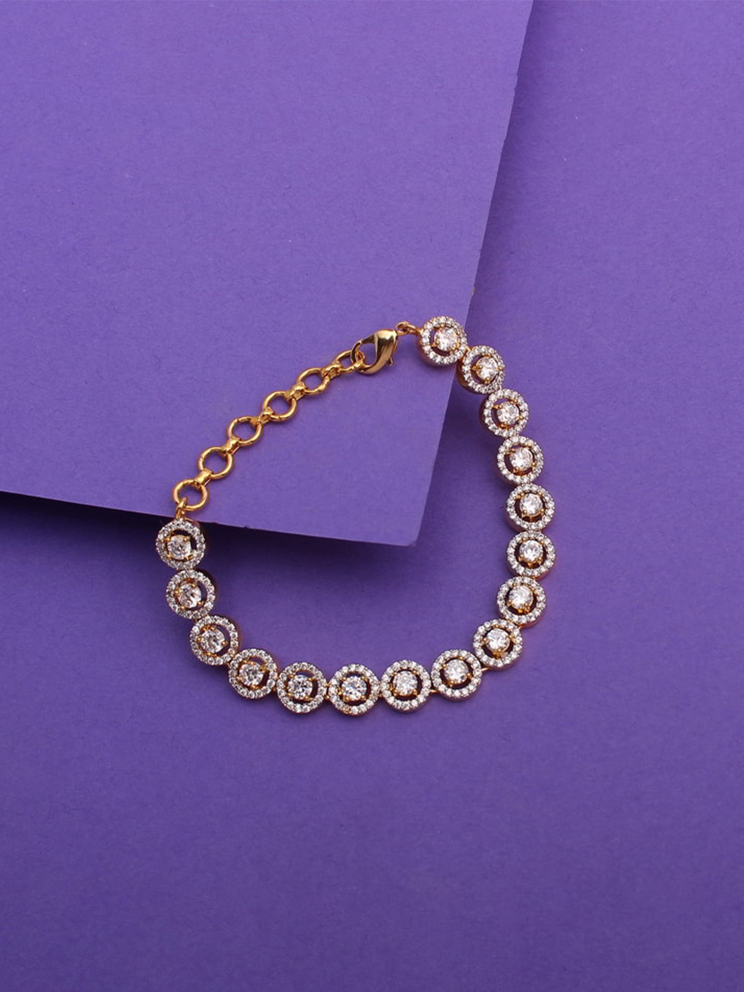 

Mirana American Diamond Gold-Plated Wraparound Bracelet