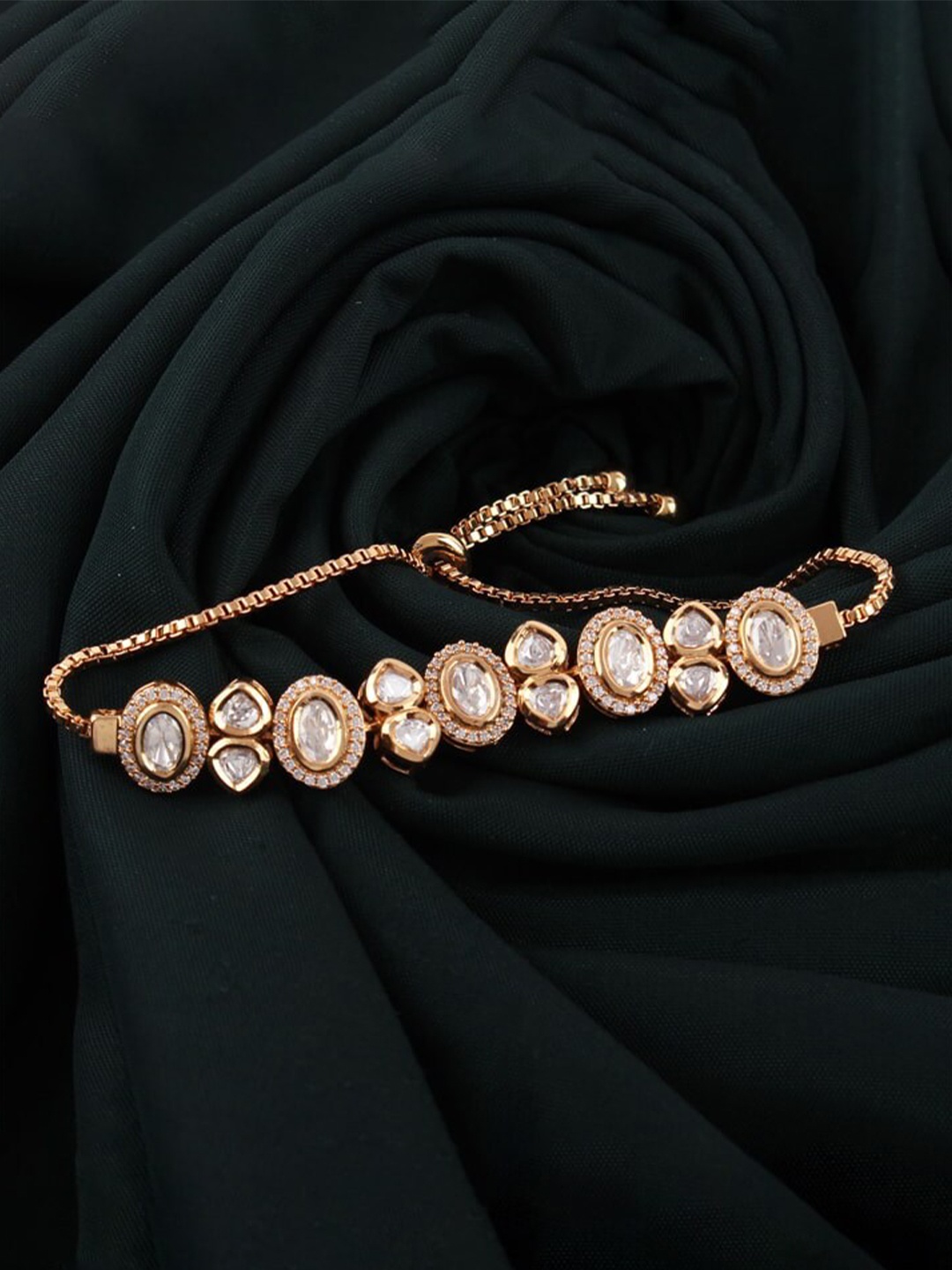 

Mirana American Diamond Gold-Plated Link Bracelet