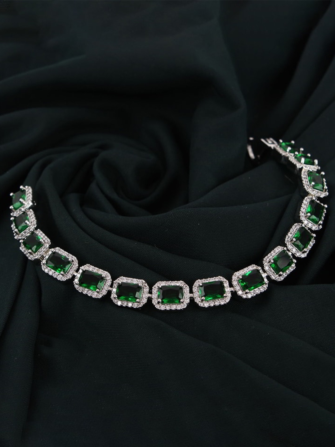 

Mirana American Diamond Rhodium-Plated Wraparound Bracelet, Silver