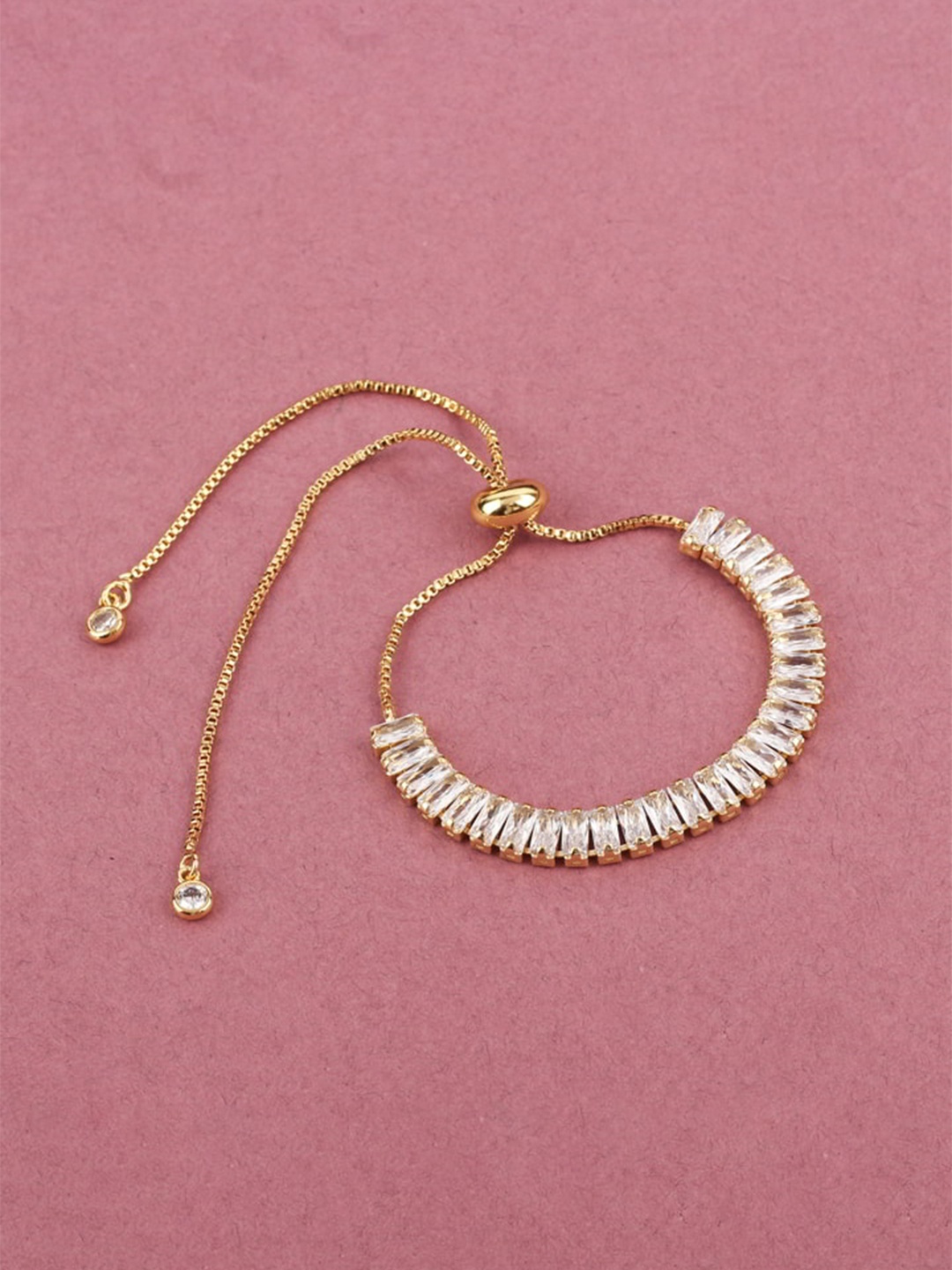 

Mirana American Diamond Gold-Plated Charm Bracelet