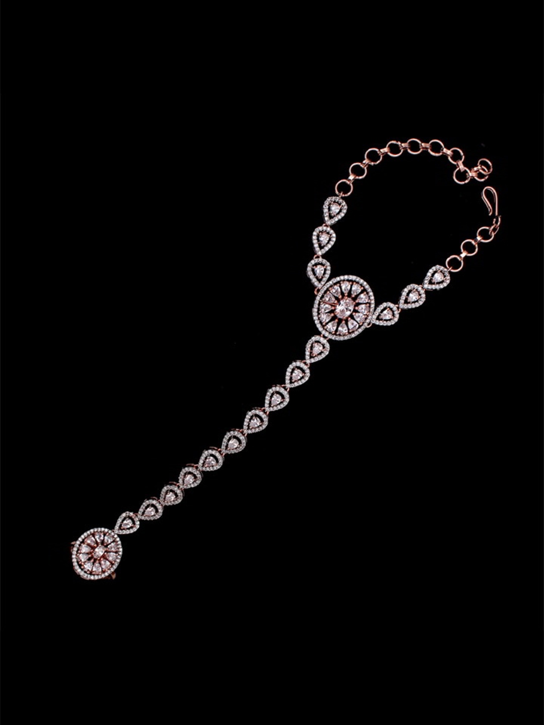 

Mirana American Diamond Rose Gold-Plated Ring Bracelet