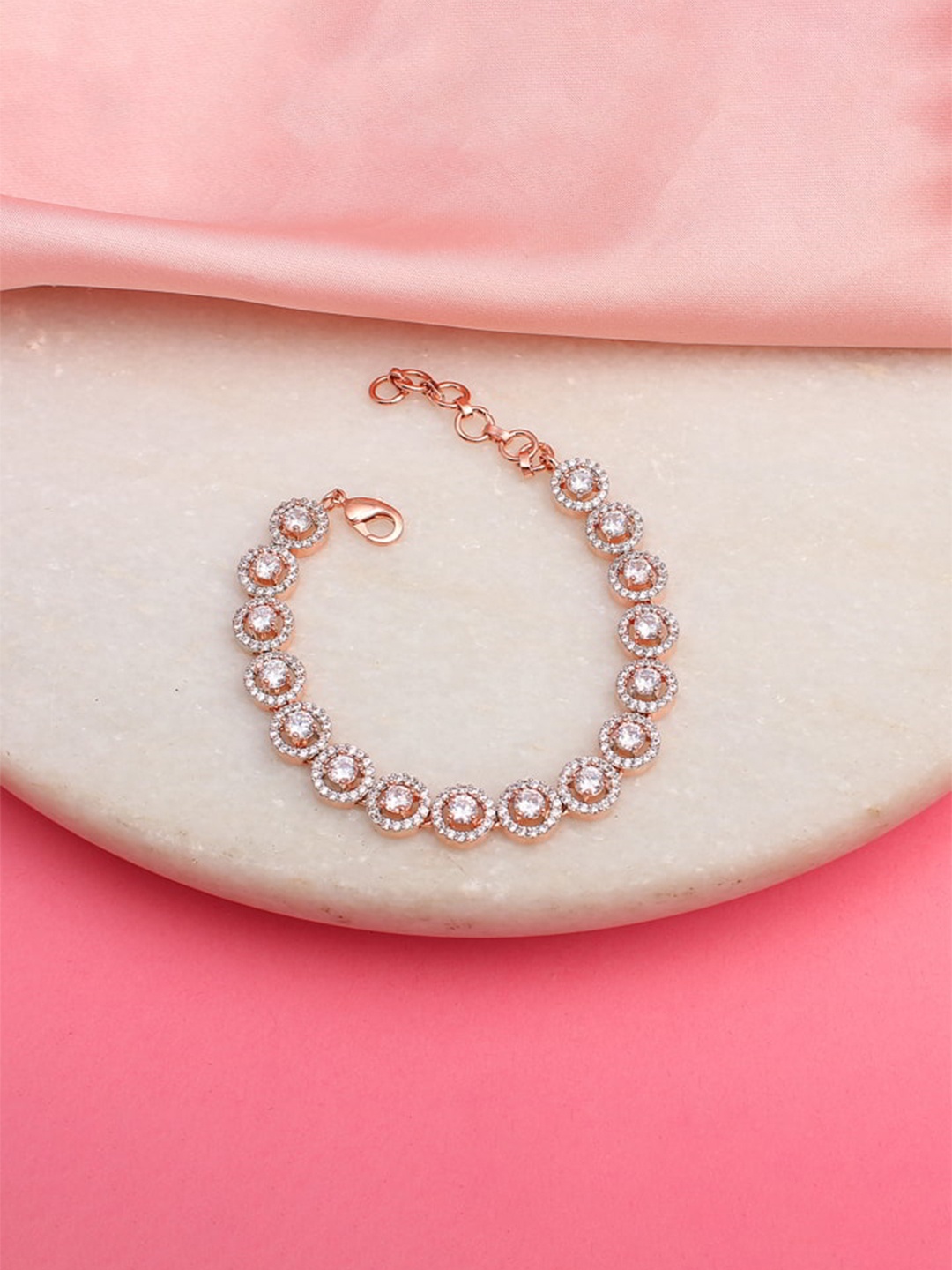 

Mirana American Diamond Rose Gold-Plated Wraparound Bracelet