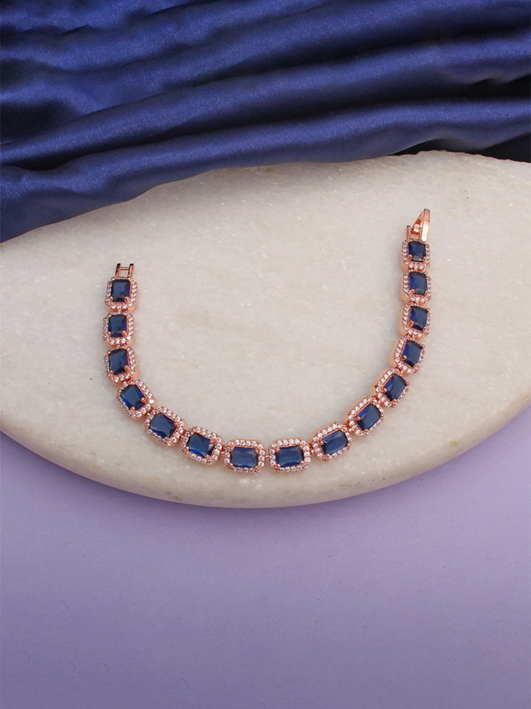 

Mirana American Diamond Studded Rose Gold-Plated Link Bracelet