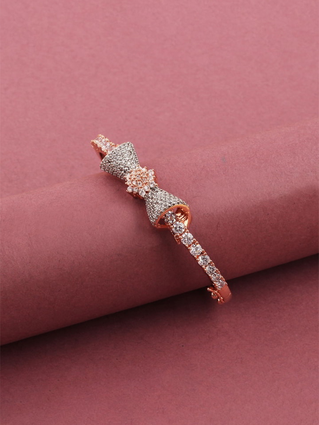 

Mirana American Diamond Rose Gold-Plated Bangle-Style Bracelet