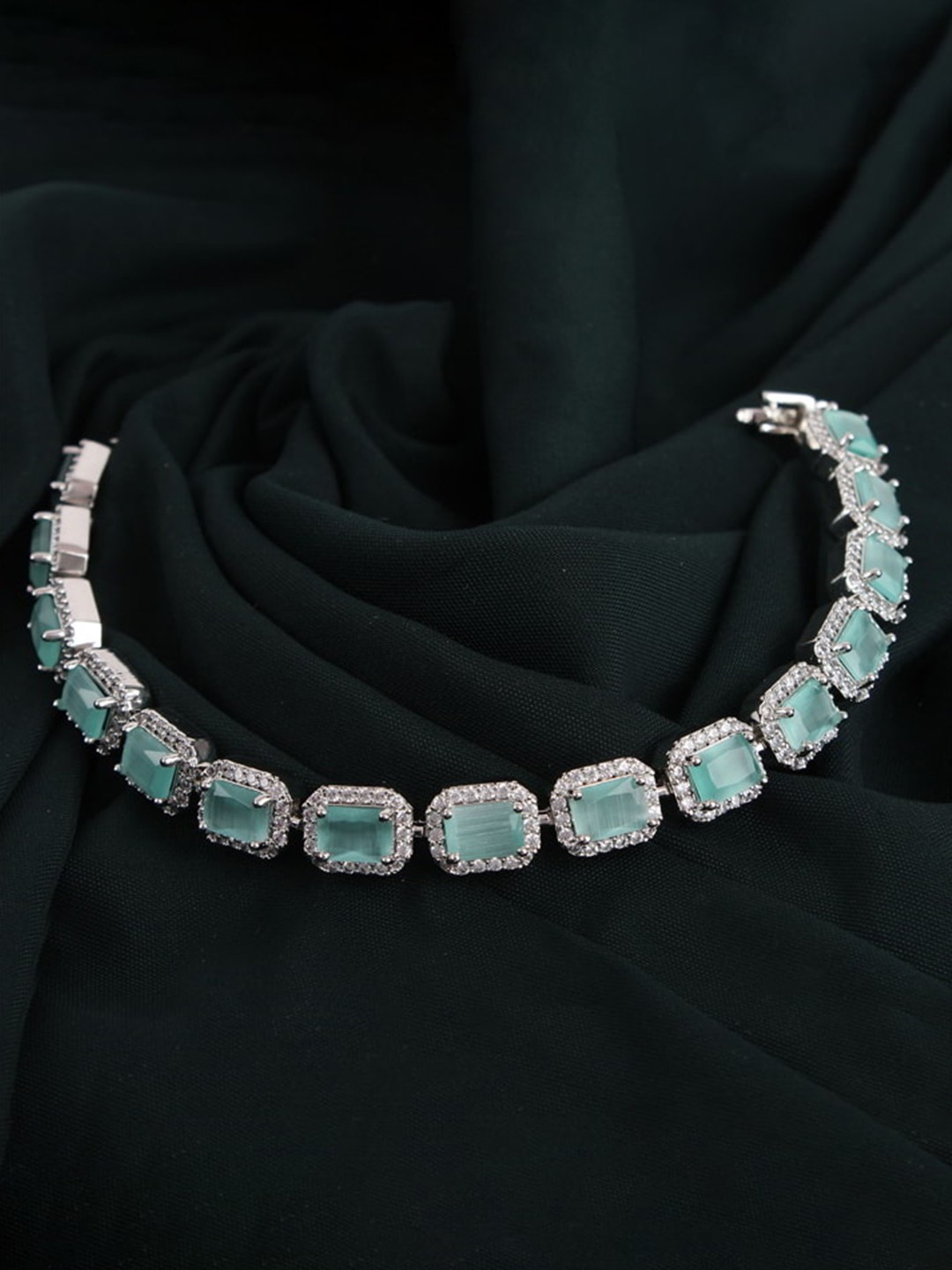 

Mirana Rhodium-Plated American Diamond Studded Wraparound Bracelet, Silver
