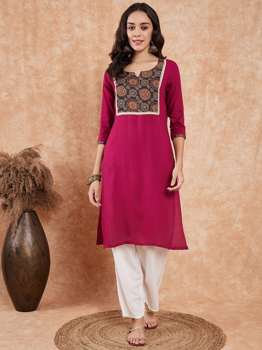 

InWeave Ethnic Motif Yoke Design Gotta Patti Kurta, Purple