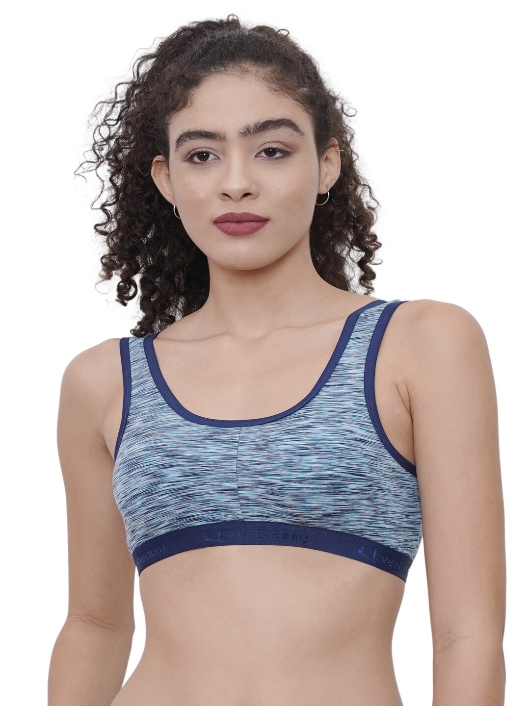 

Eve's Beauty Full Coverage Non-Wired Seamless Cotton Workout Bra With All Day Comfort, Navy blue