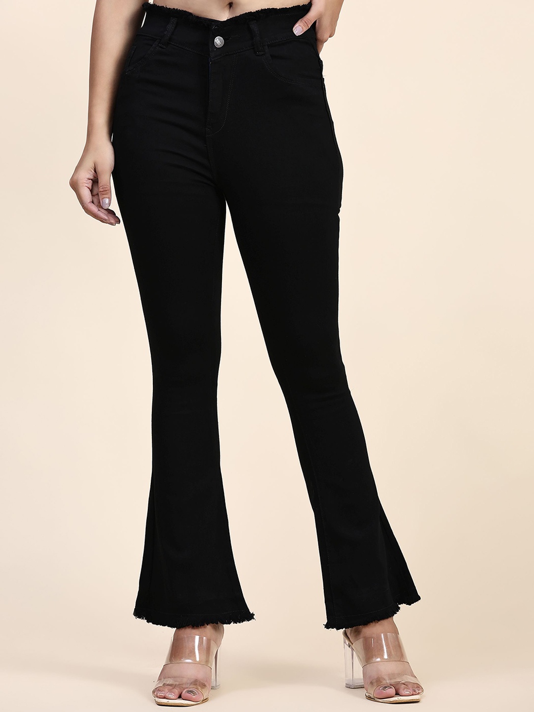 

BAESD Women High-Rise Low Distress Jeans, Black