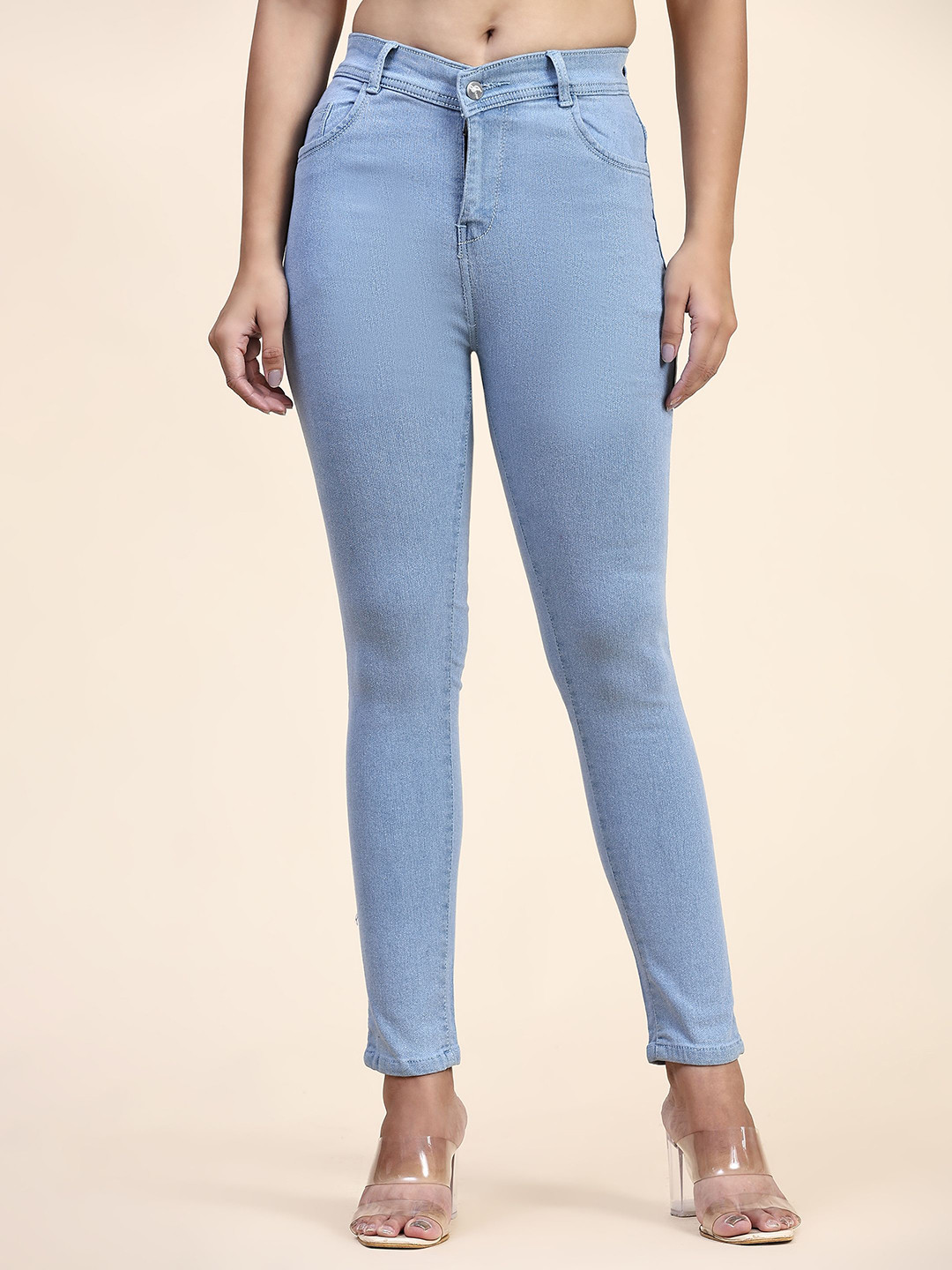 

BAESD Women Mid-Rise Light Shade Clean Look Jeans, Blue