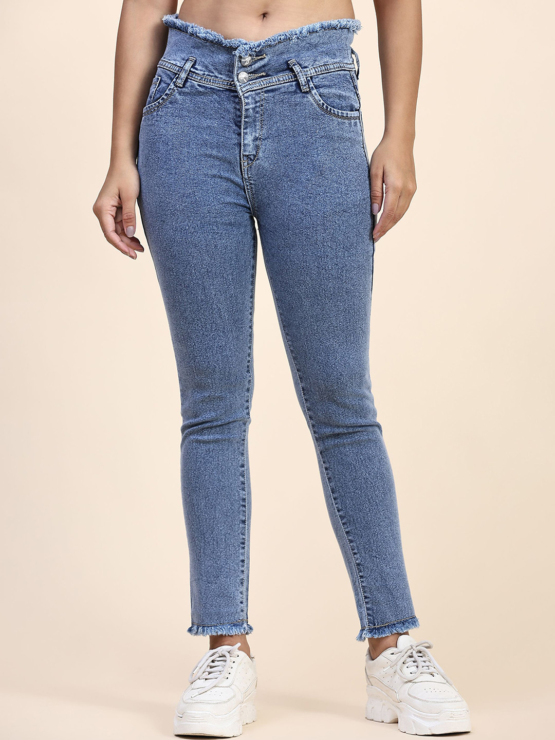 

BAESD Women High-Rise Heavy Fade Clean Look Jeans, Blue