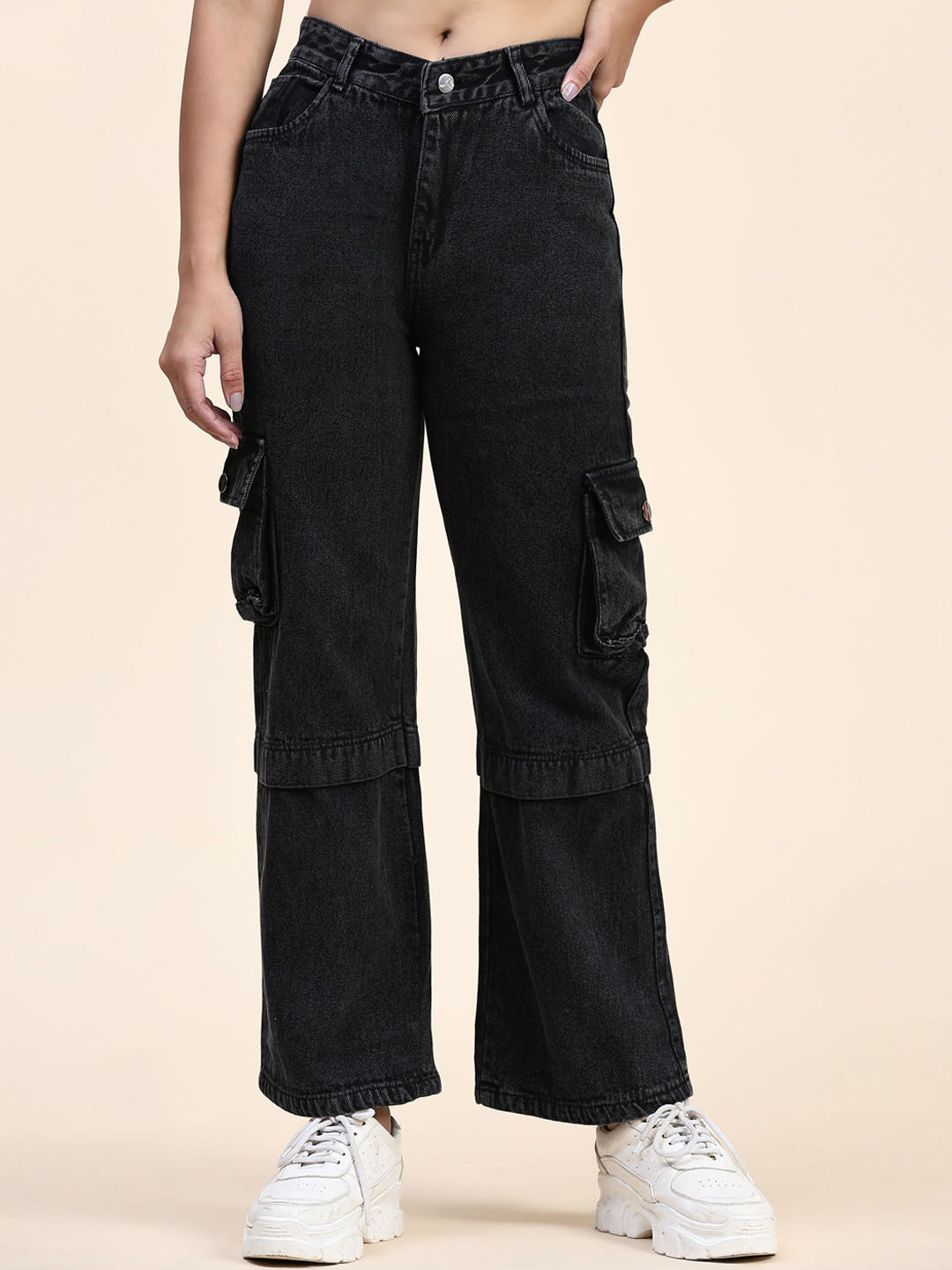 

BAESD Women Regular Fit High-Rise Light Fade Clean Look Jeans, Black